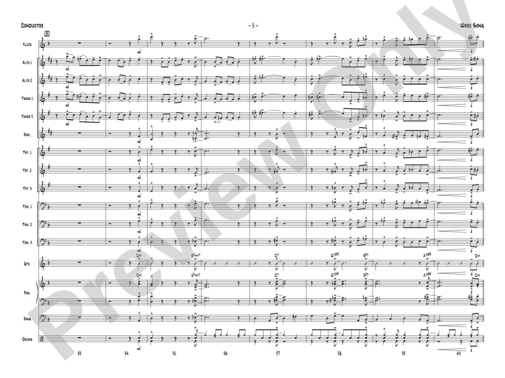 Work Song: Jazz Ensemble Conductor Score & Parts