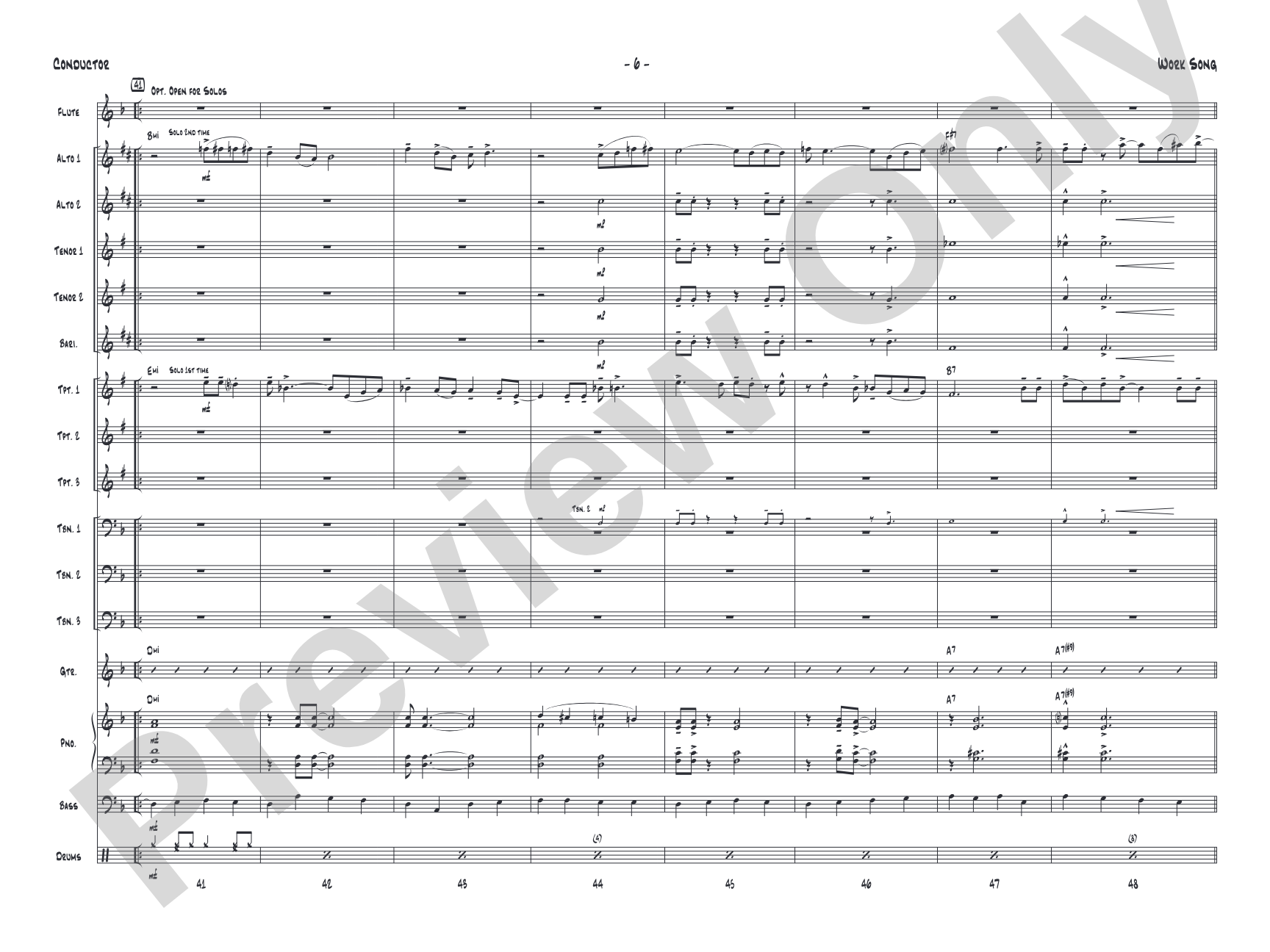 Work Song: Jazz Ensemble Conductor Score & Parts