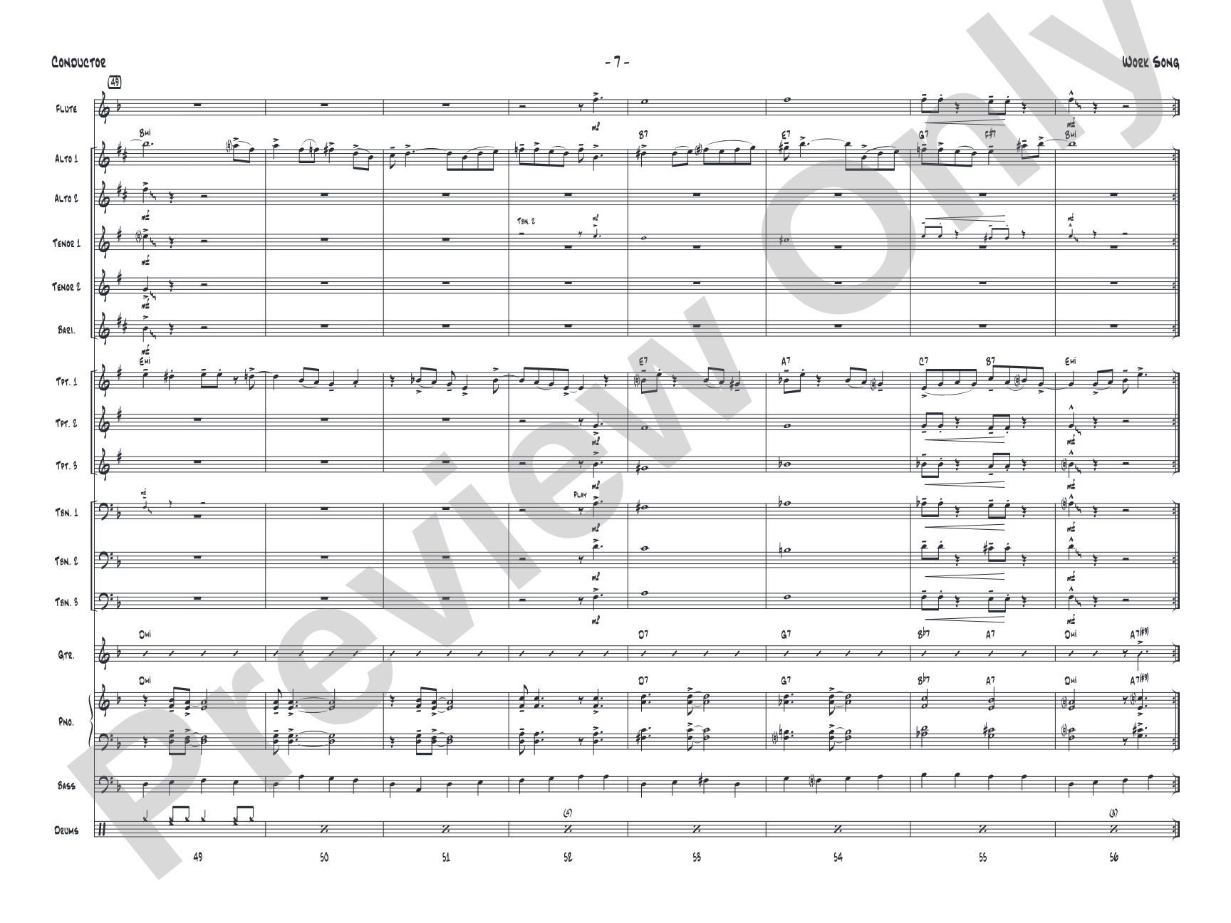 Work Song: Jazz Ensemble Conductor Score & Parts