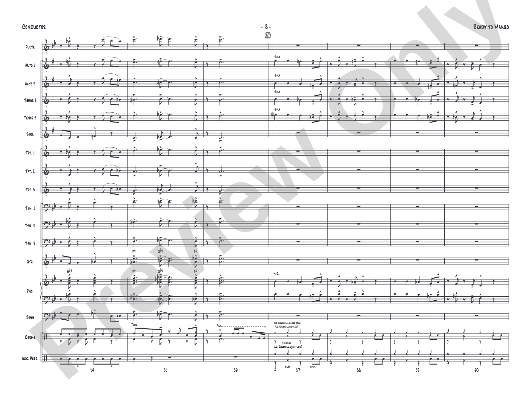 Ready to Mango: Jazz Ensemble Conductor Score & Parts