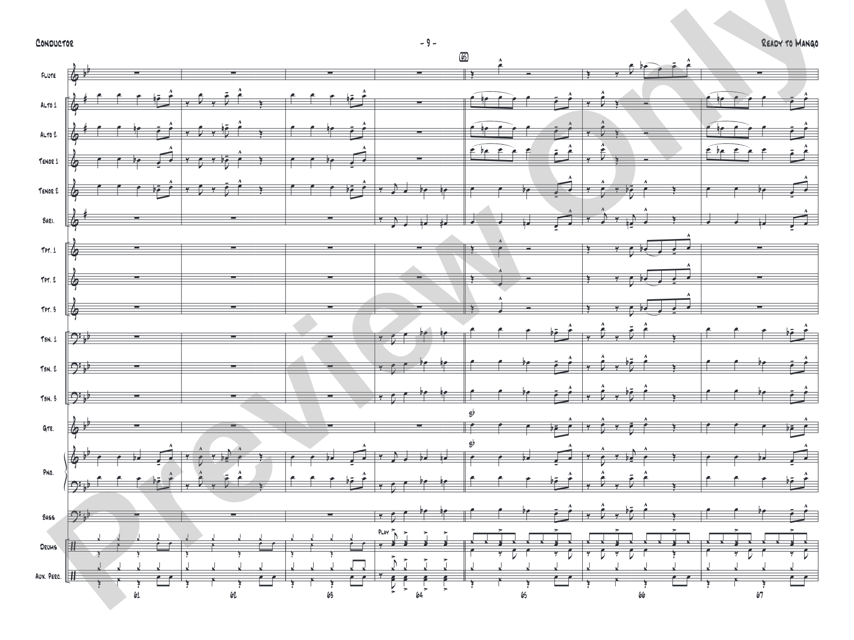 Ready to Mango: Jazz Ensemble Conductor Score & Parts