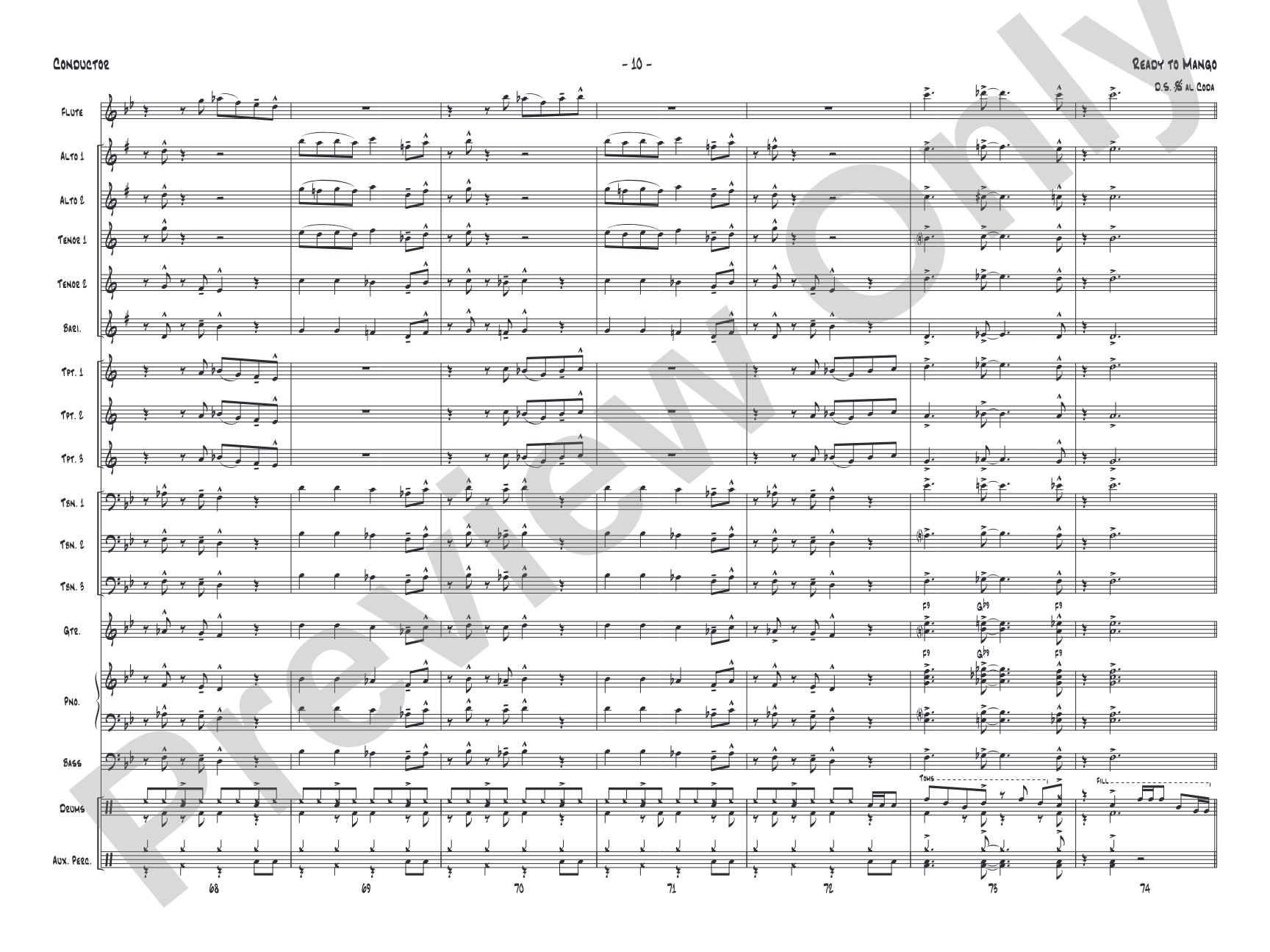 Ready to Mango: Jazz Ensemble Conductor Score & Parts