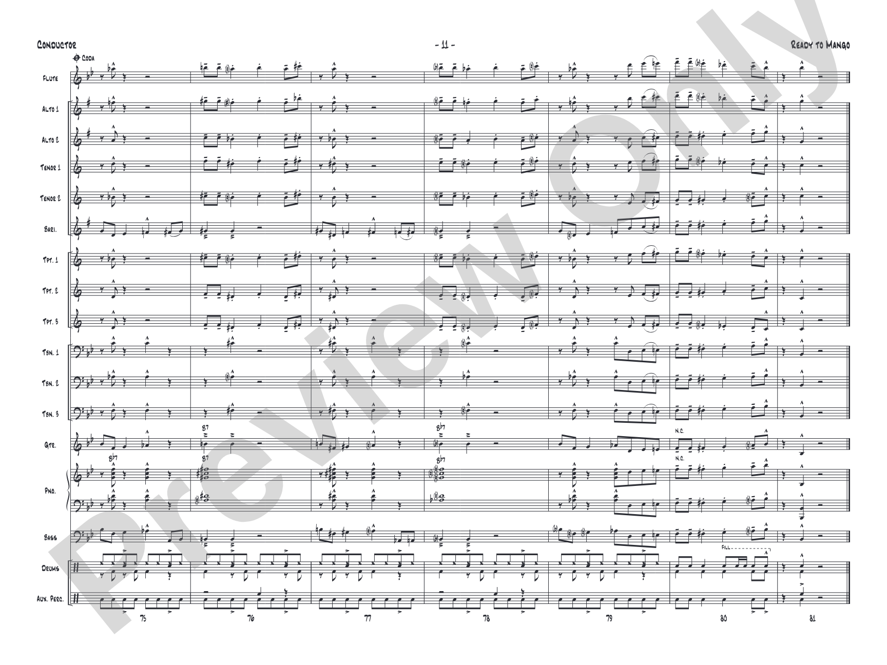 Ready to Mango: Jazz Ensemble Conductor Score & Parts