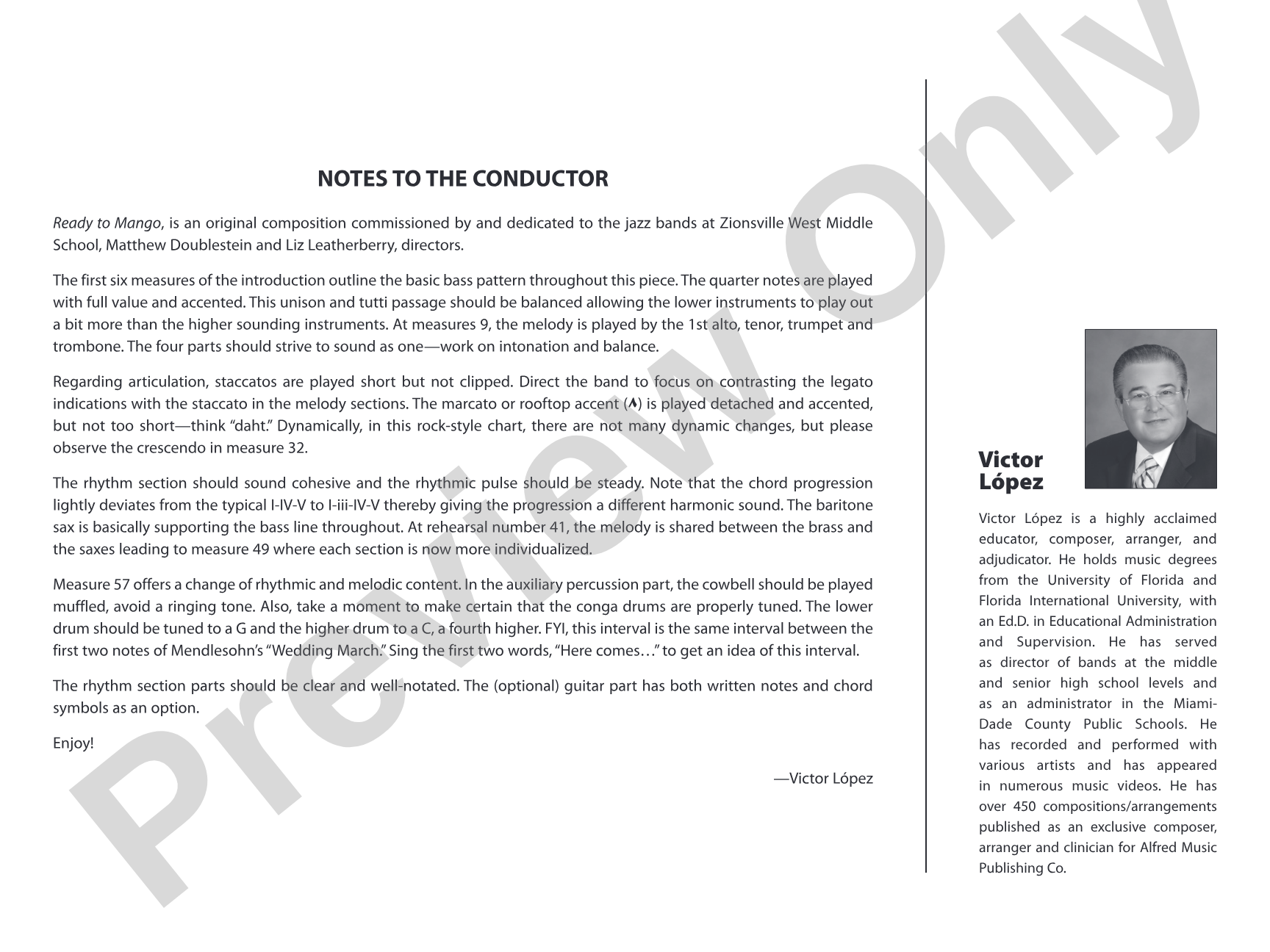 Ready to Mango: Jazz Ensemble Conductor Score & Parts
