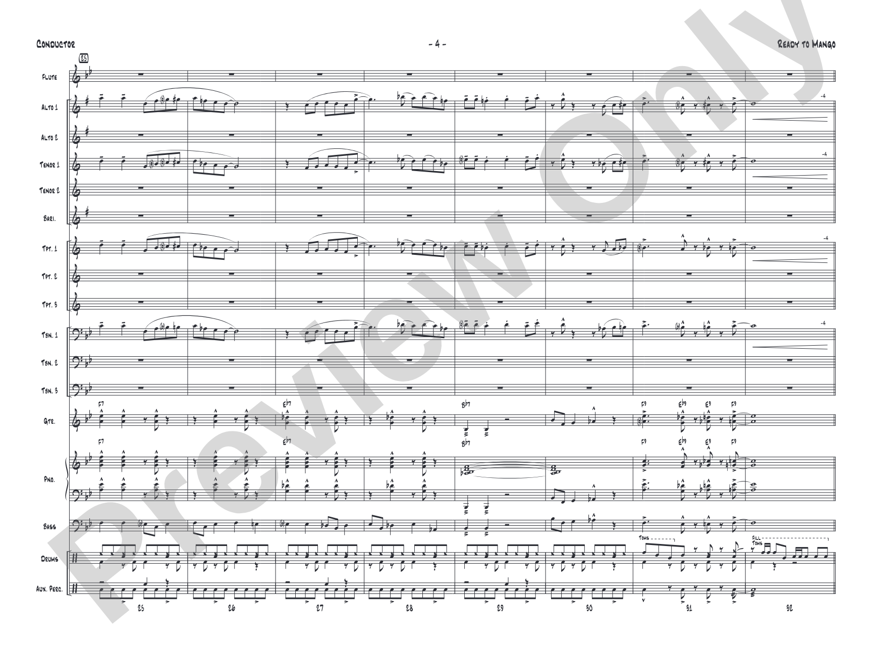 Ready to Mango: Jazz Ensemble Conductor Score & Parts