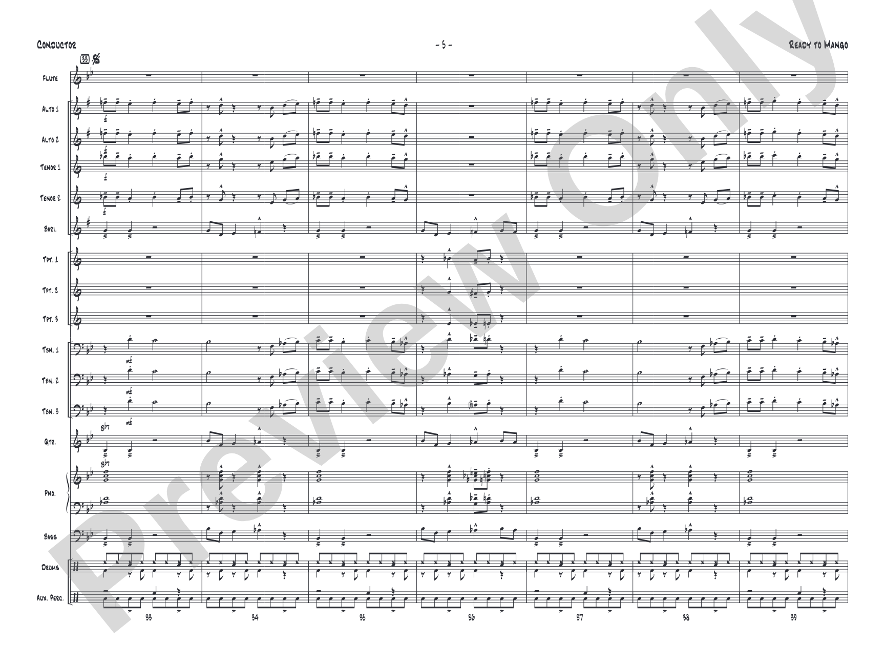 Ready to Mango: Jazz Ensemble Conductor Score & Parts
