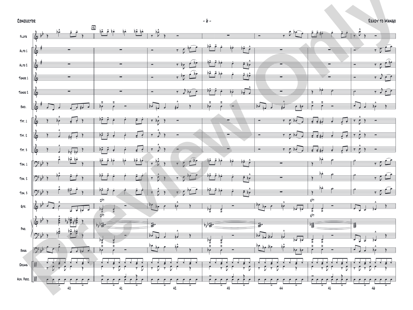 Ready to Mango: Jazz Ensemble Conductor Score & Parts
