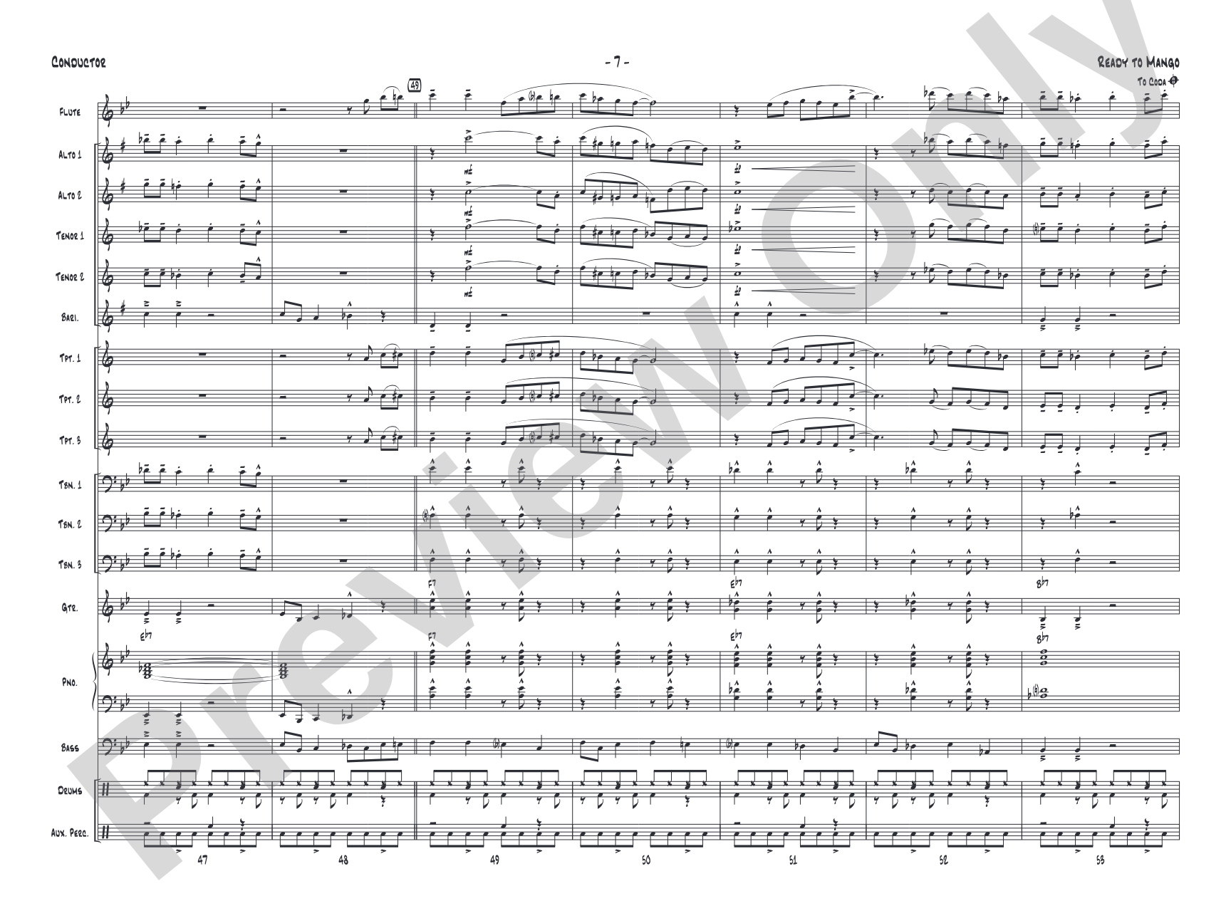 Ready to Mango: Jazz Ensemble Conductor Score & Parts