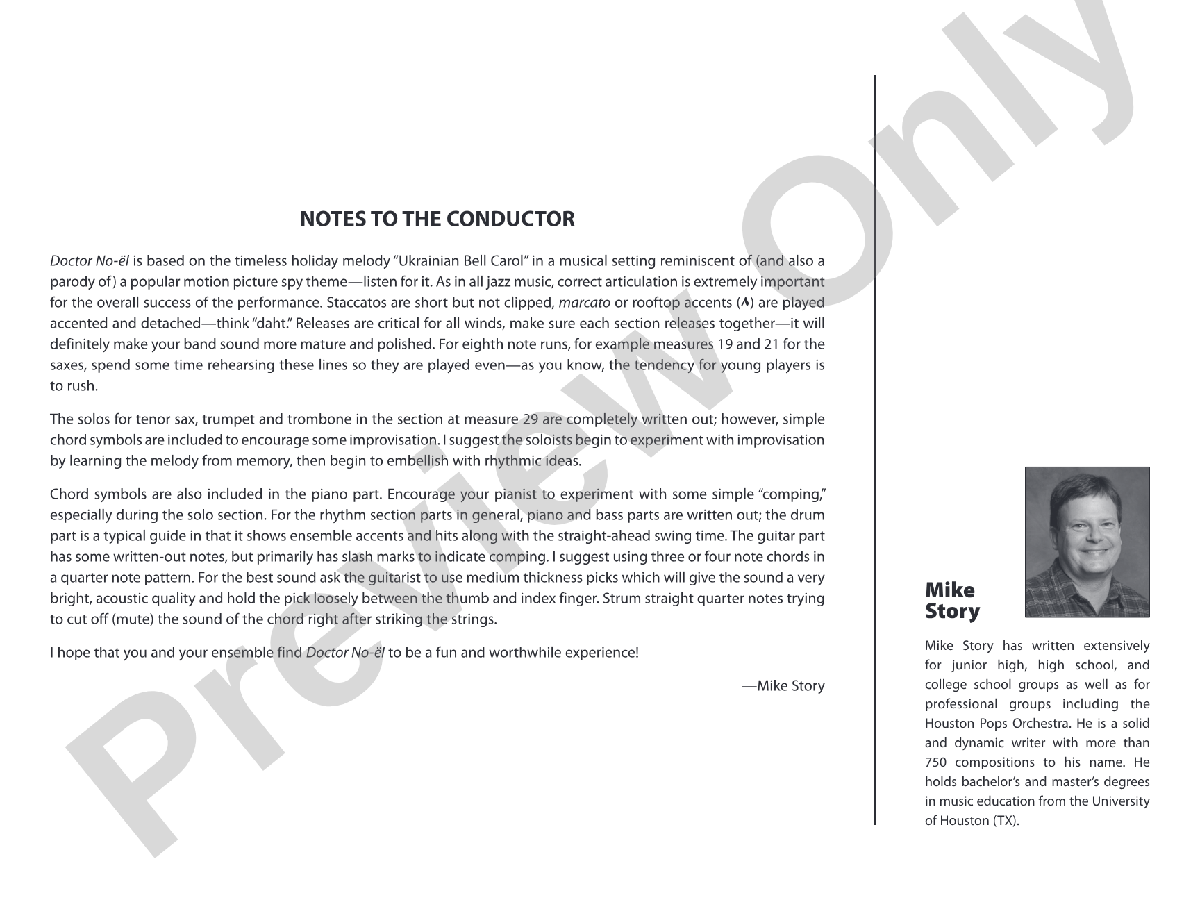 Doctor No-ël: Jazz Ensemble Conductor Score & Parts