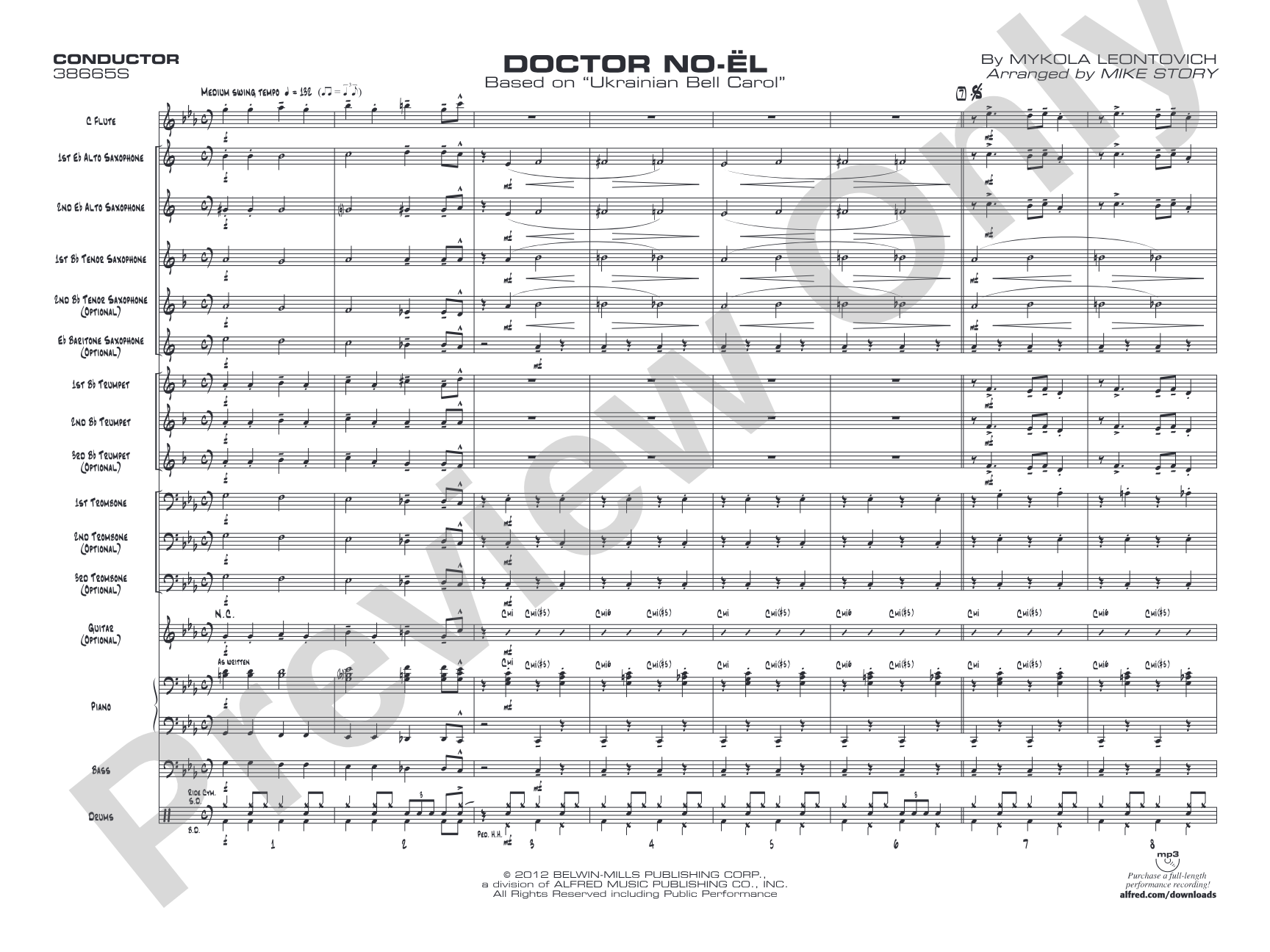 Doctor No-ël: Jazz Ensemble Conductor Score & Parts