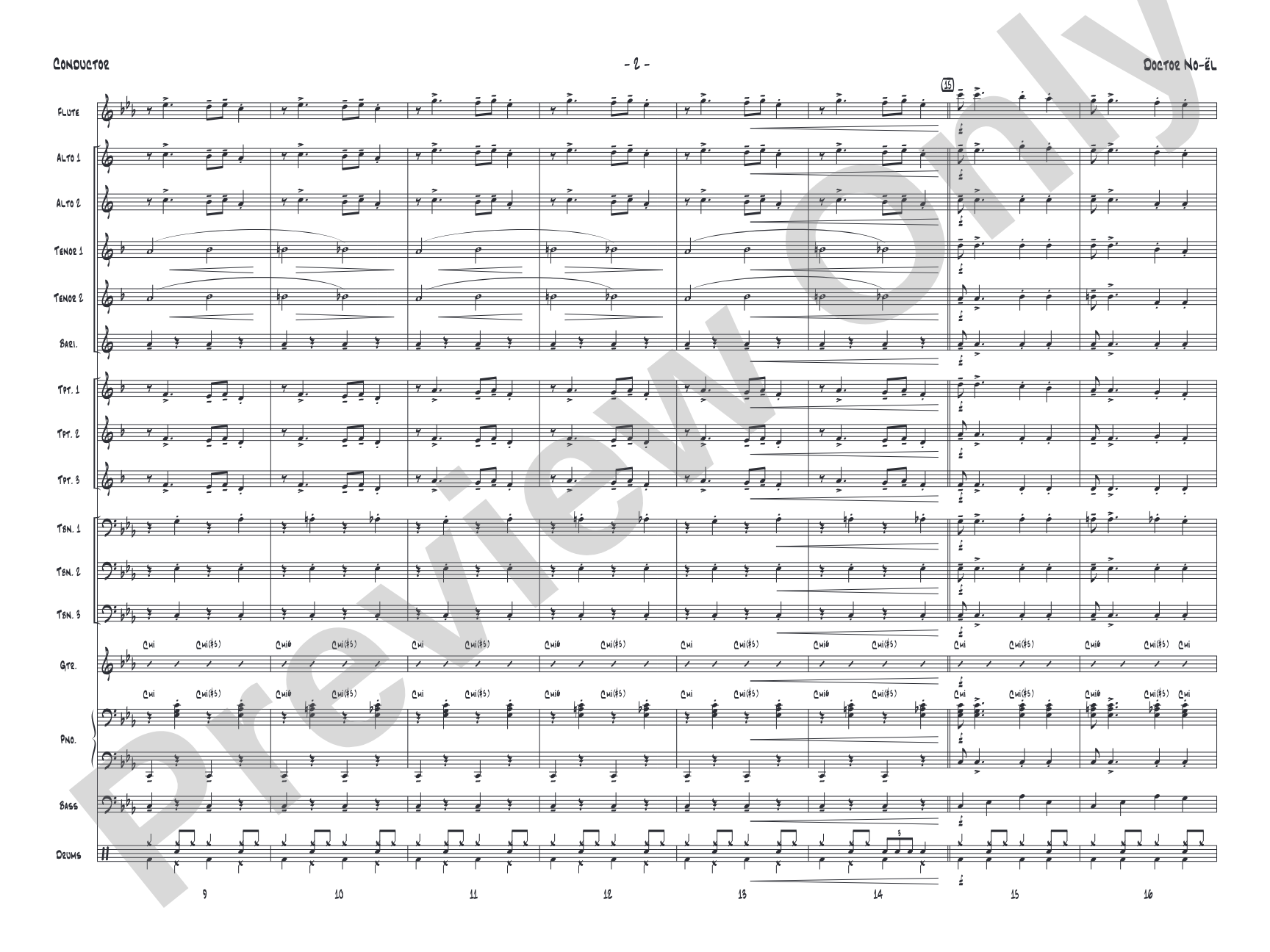 Doctor No-ël: Jazz Ensemble Conductor Score & Parts