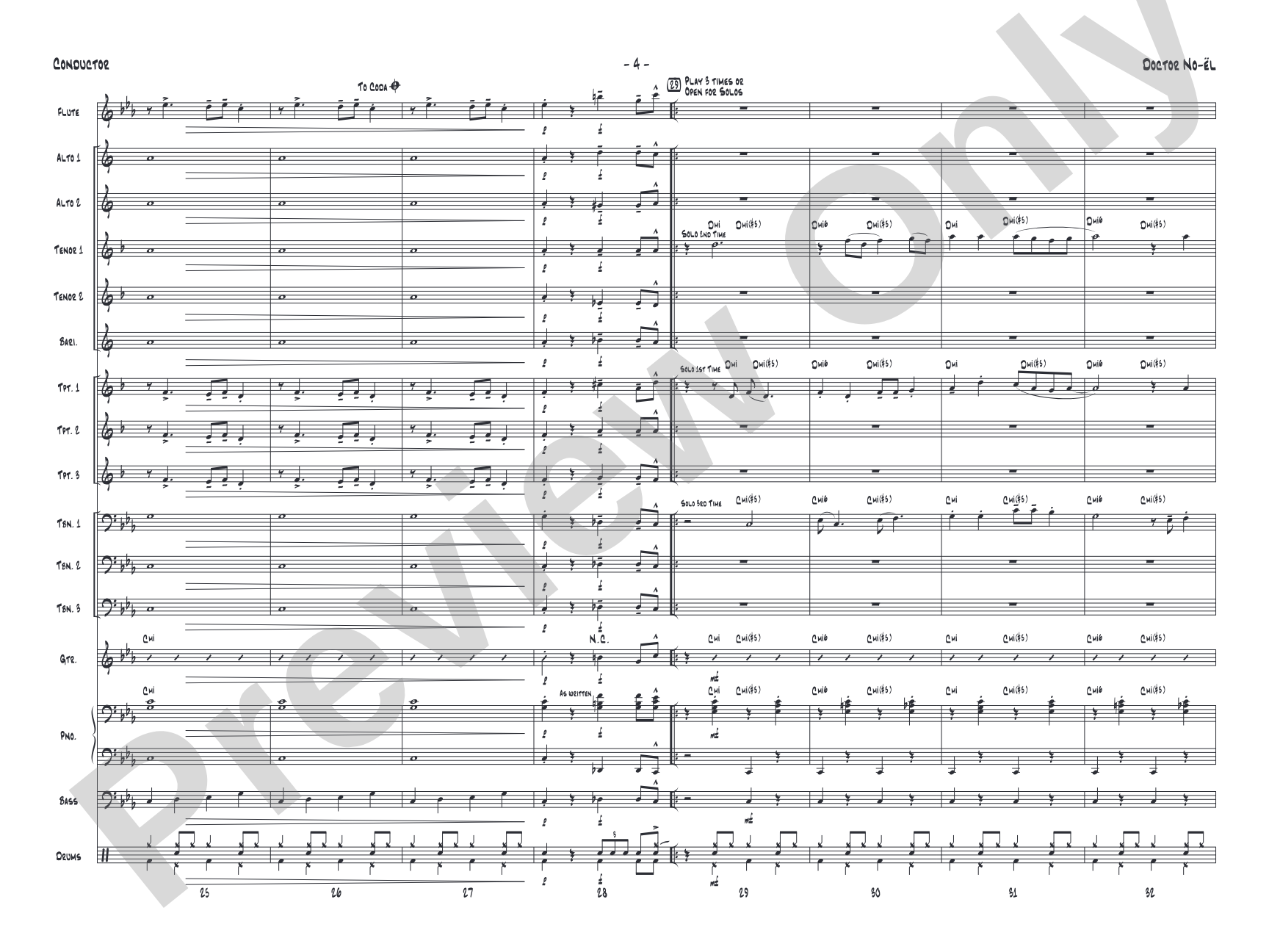 Doctor No-ël: Jazz Ensemble Conductor Score & Parts