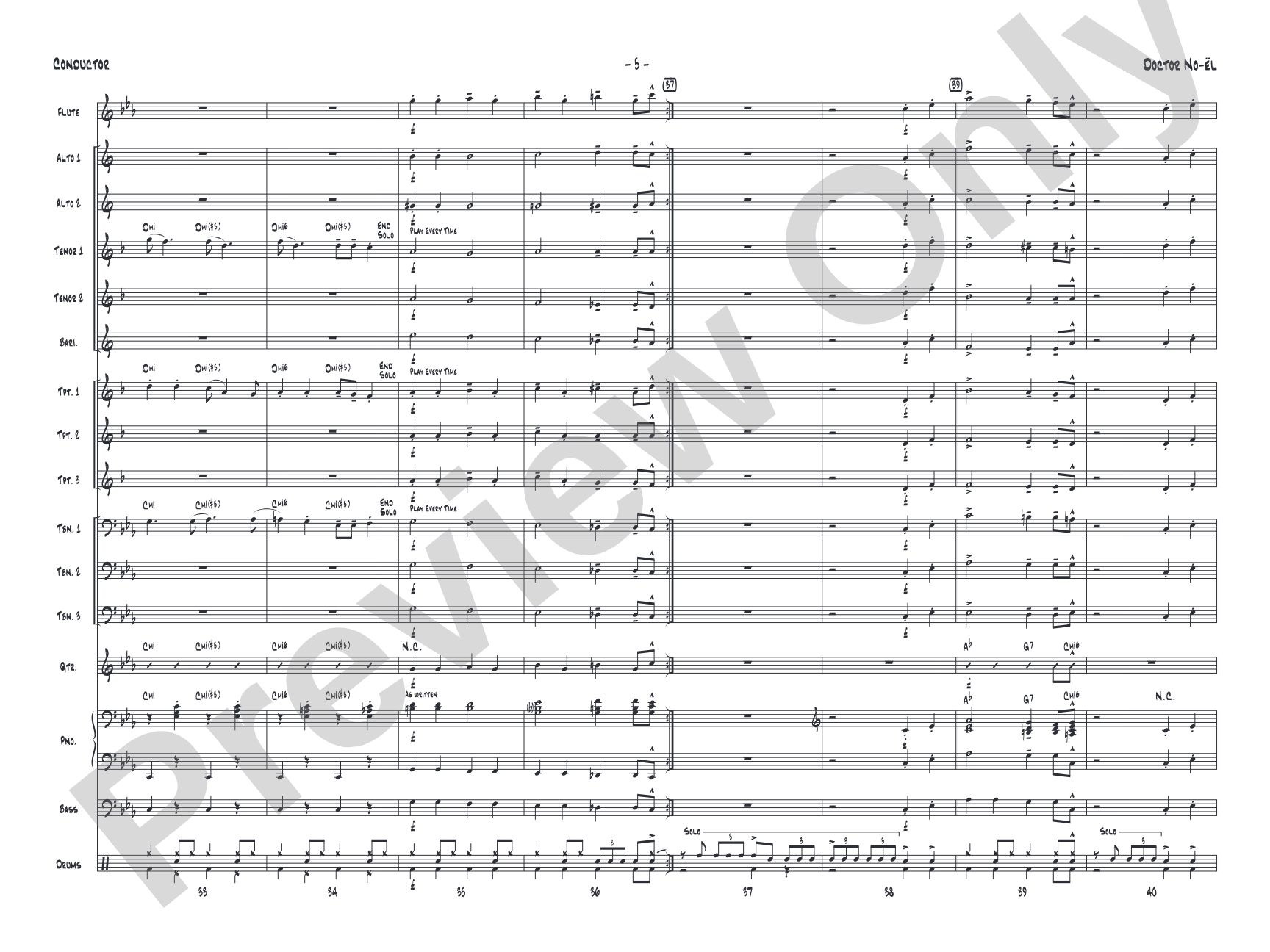 Doctor No-ël: Jazz Ensemble Conductor Score & Parts