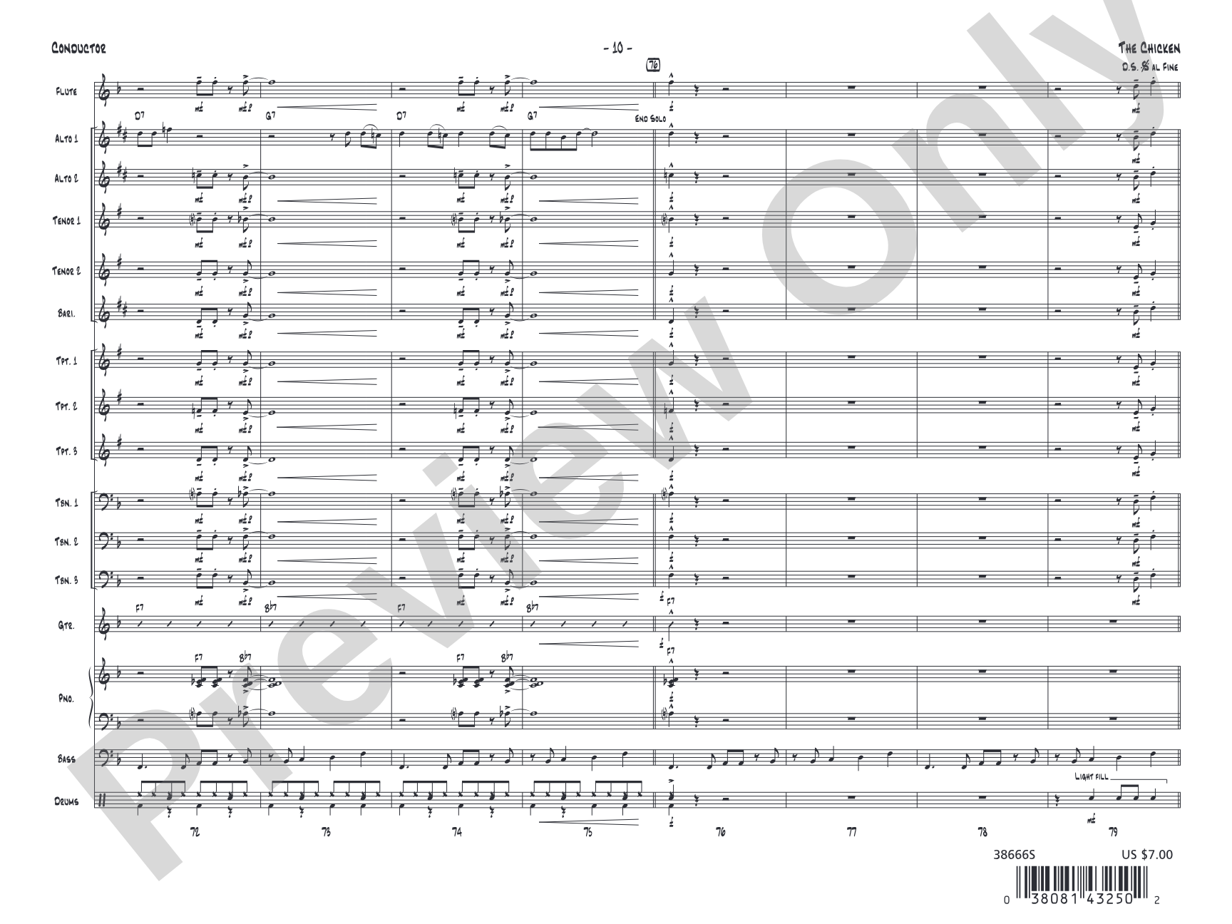 The Chicken: Jazz Ensemble Conductor Score & Parts