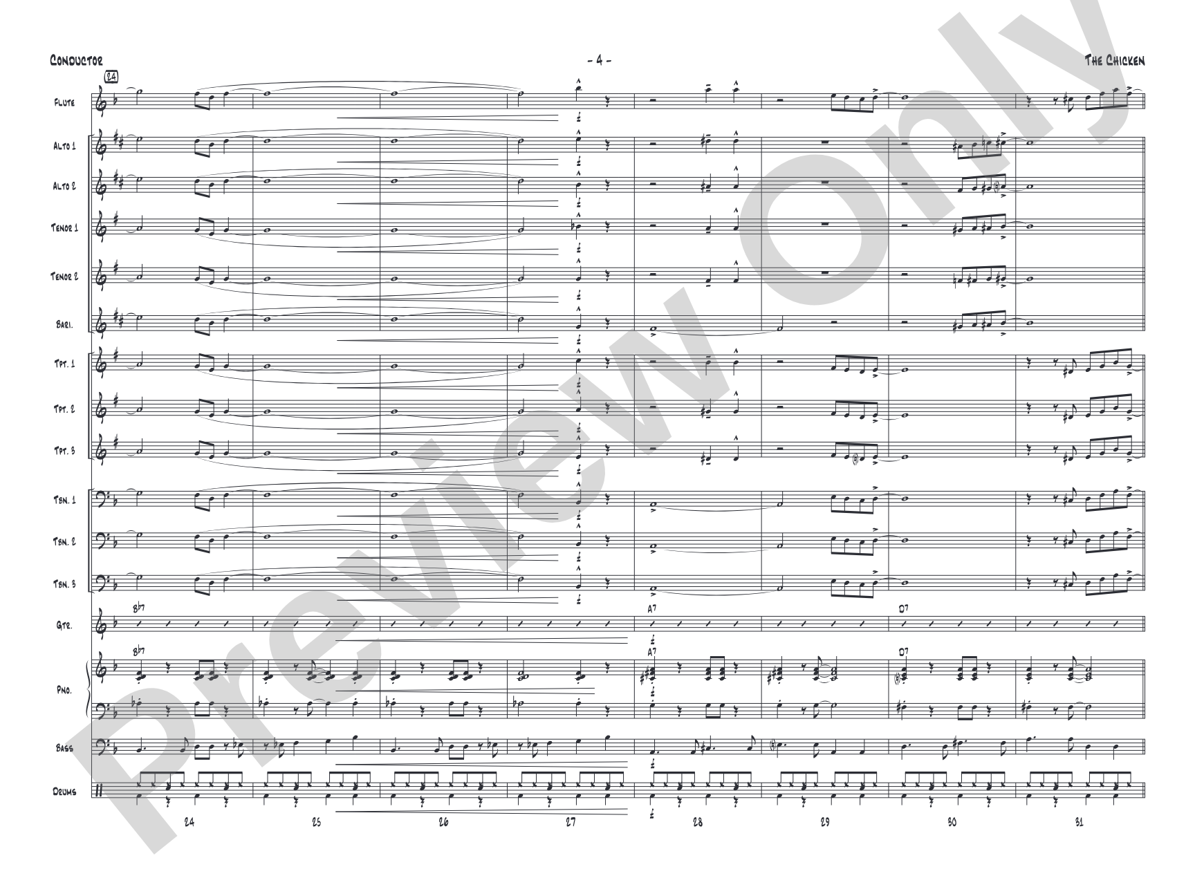 The Chicken: Jazz Ensemble Conductor Score & Parts