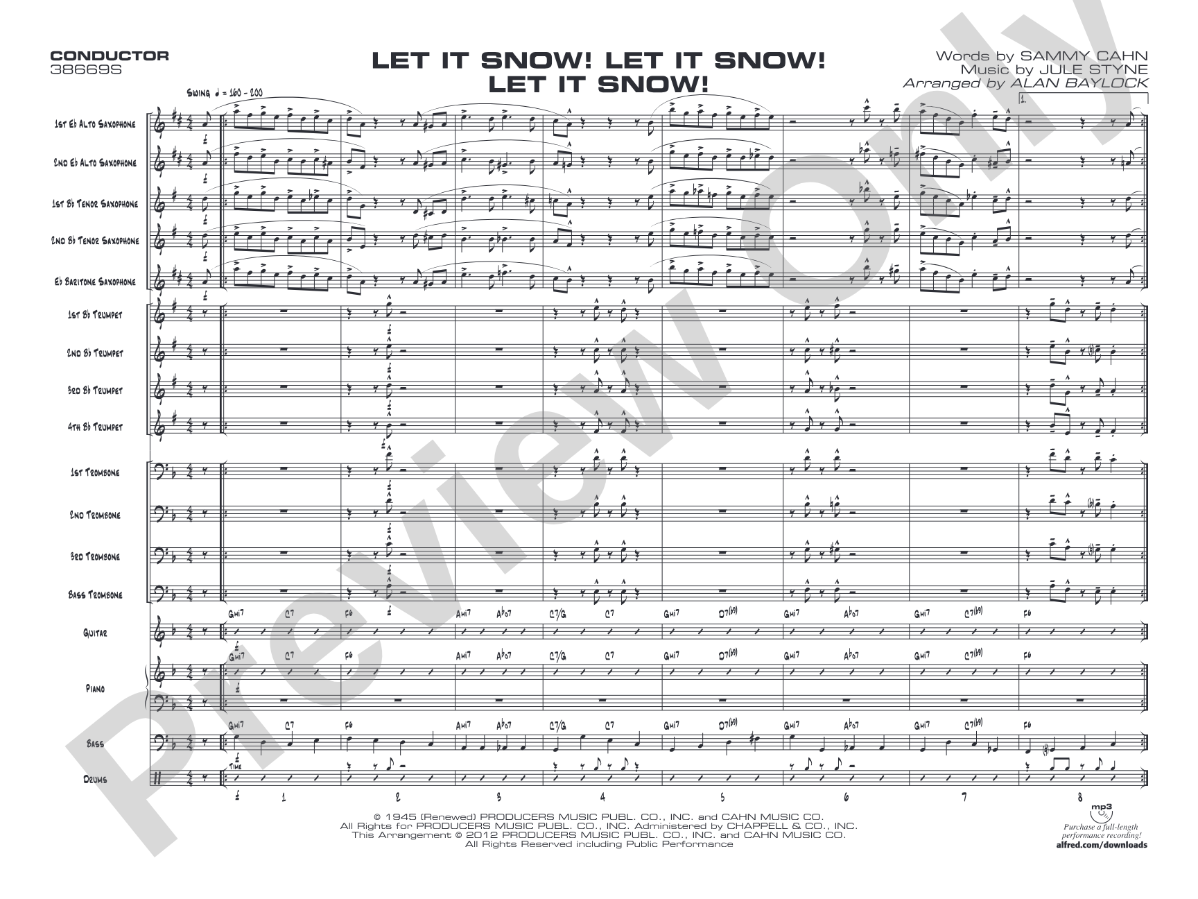 Let It Snow! Let It Snow! Let It Snow!: Jazz Ensemble Conductor Score & Parts