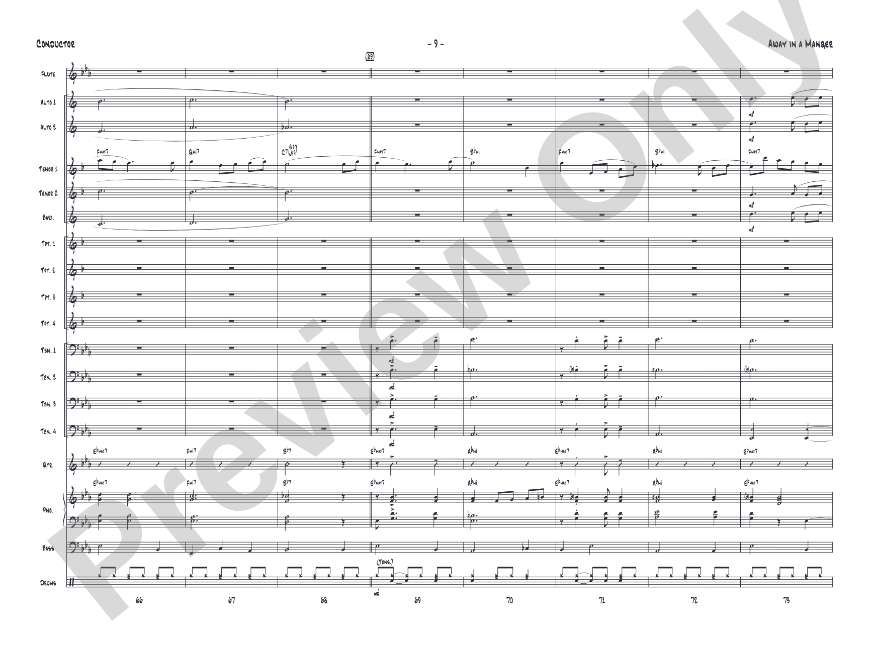 Away in a Manger: Jazz Ensemble Conductor Score & Parts