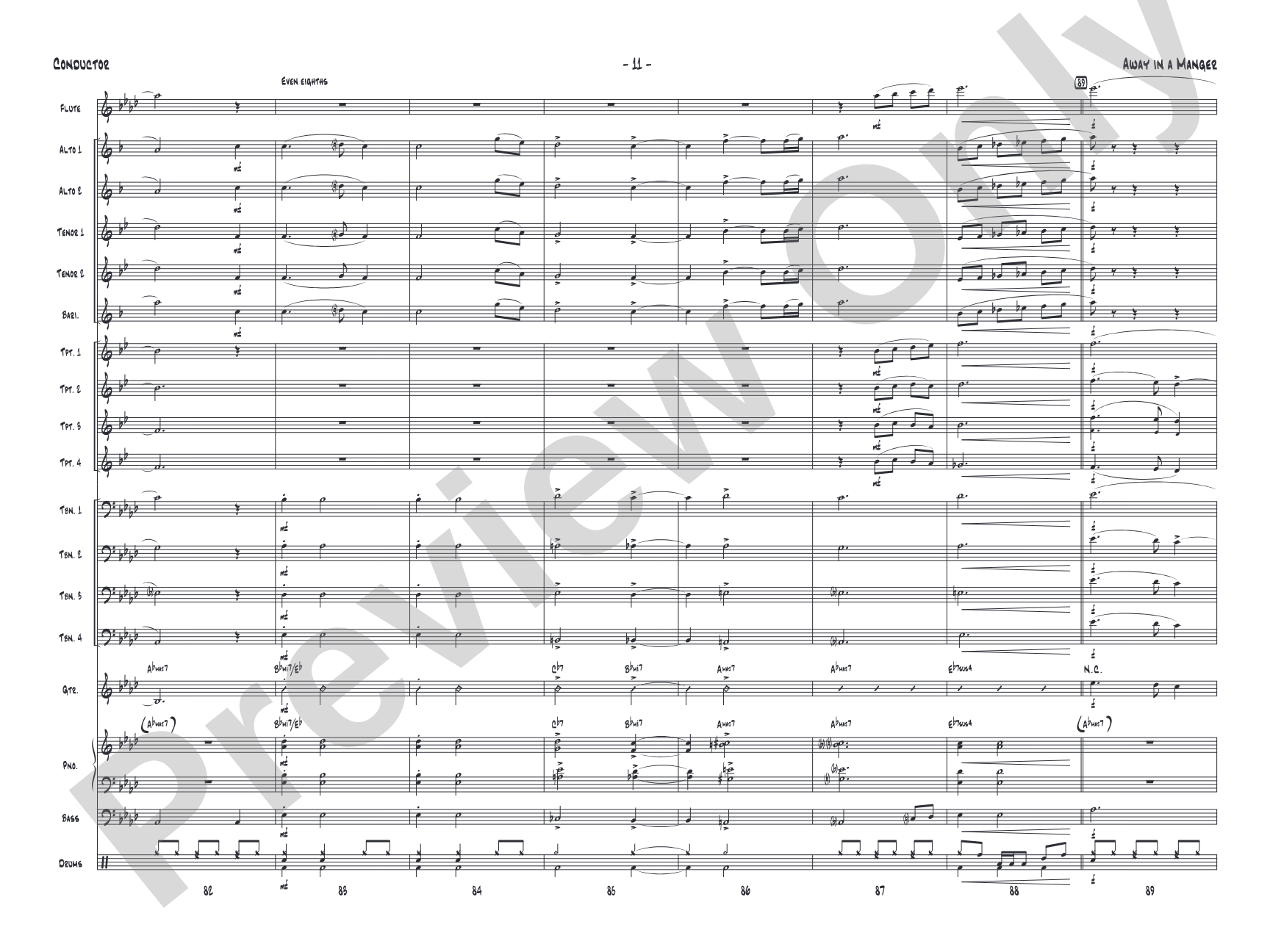 Away in a Manger: Jazz Ensemble Conductor Score & Parts