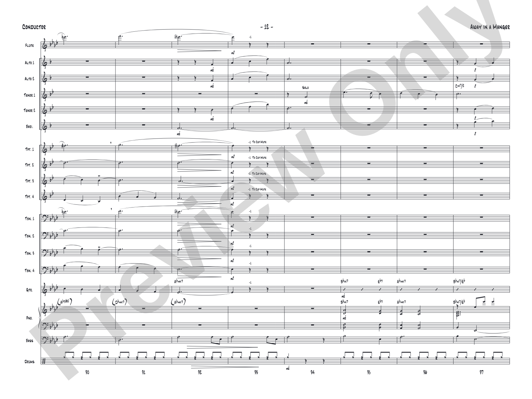 Away in a Manger: Jazz Ensemble Conductor Score & Parts