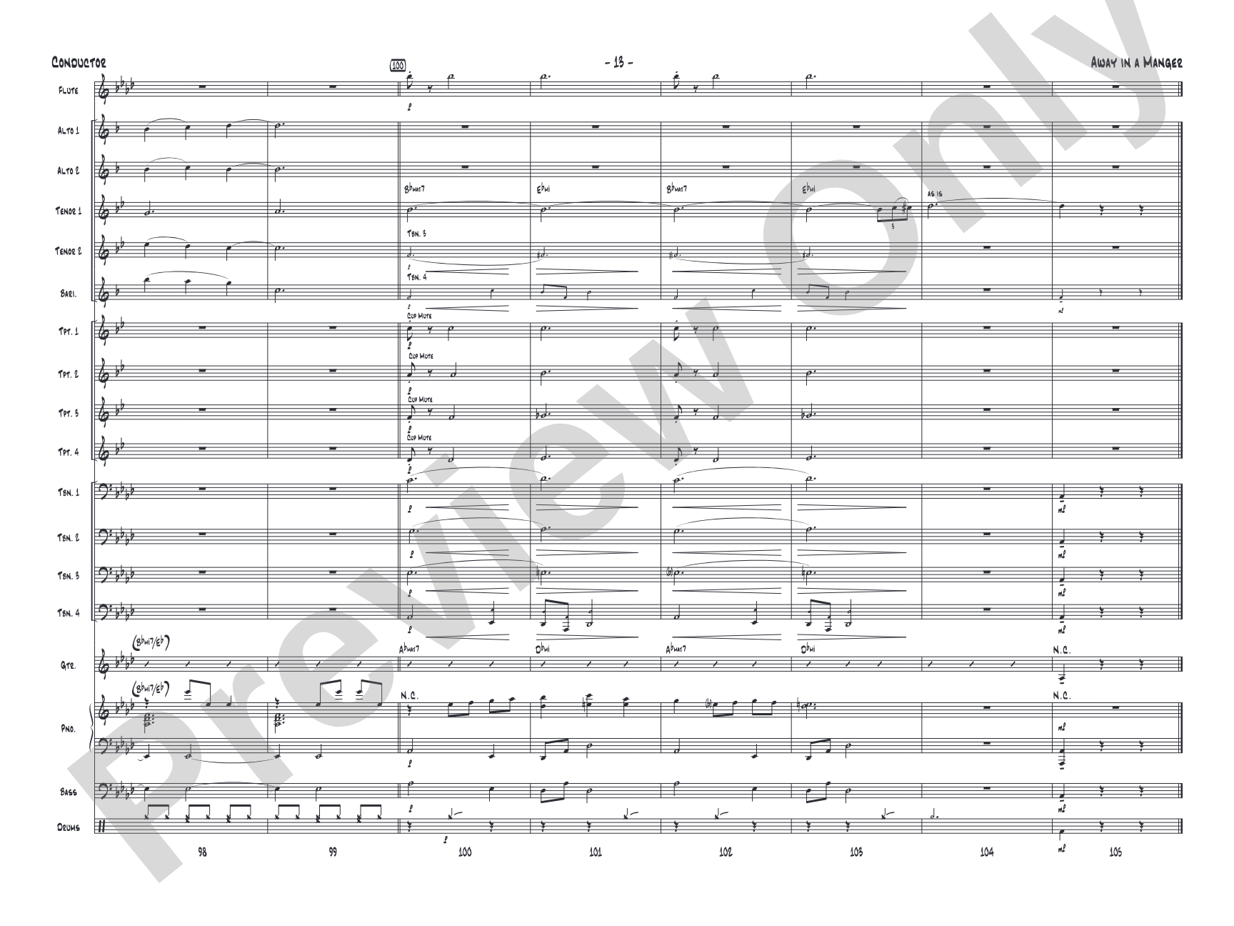 Away in a Manger: Jazz Ensemble Conductor Score & Parts