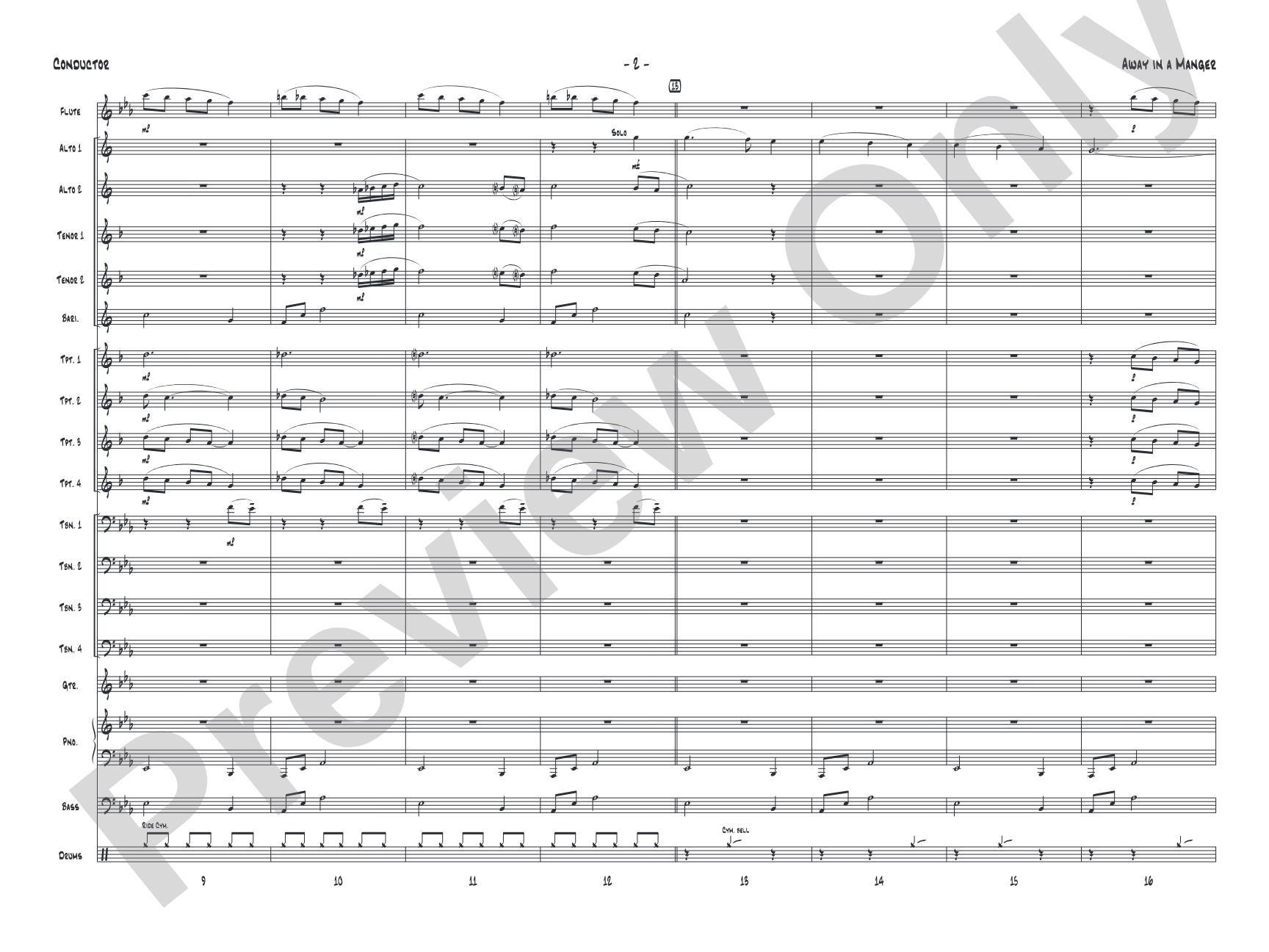 Away in a Manger: Jazz Ensemble Conductor Score & Parts