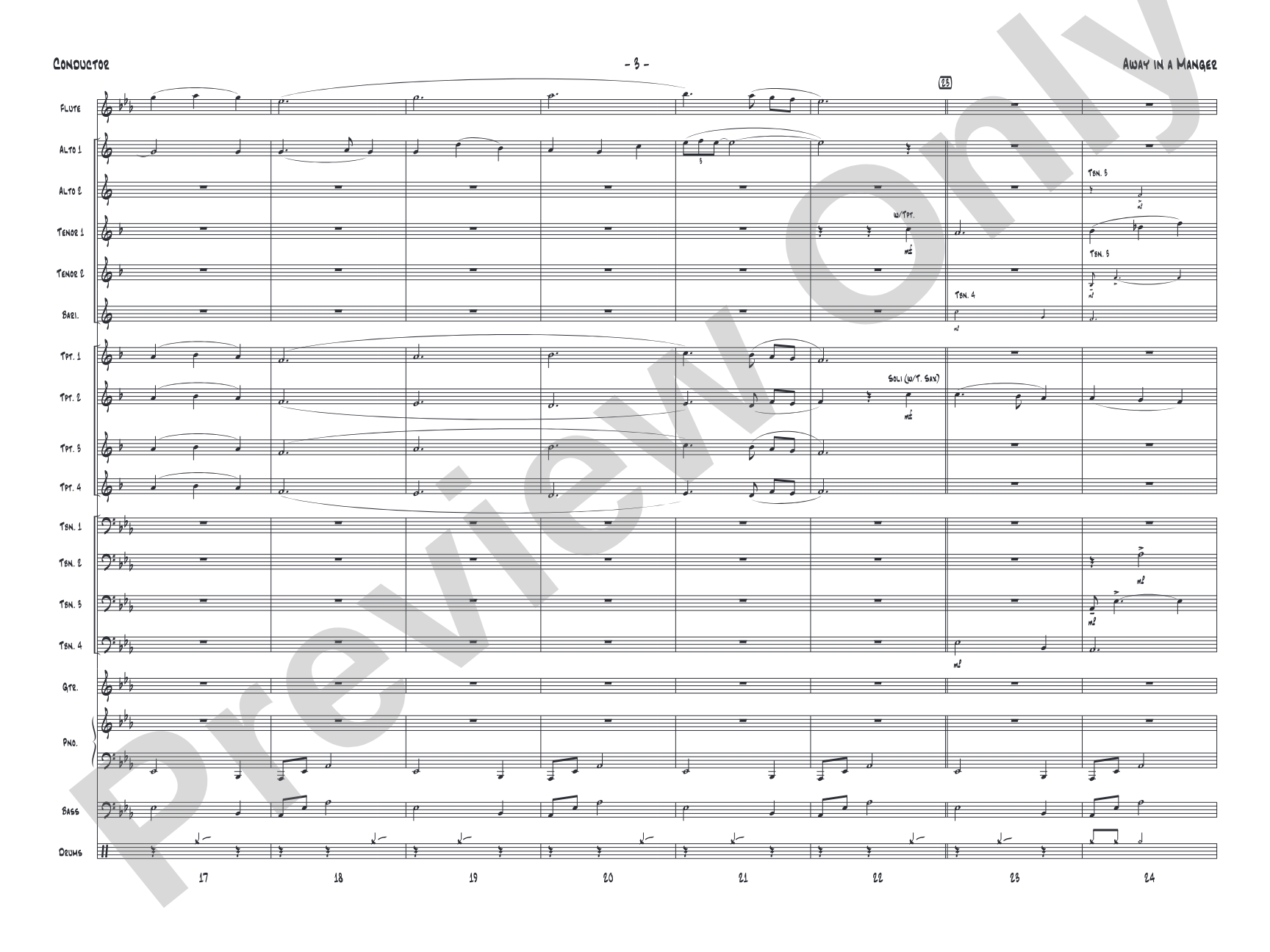 Away in a Manger: Jazz Ensemble Conductor Score & Parts