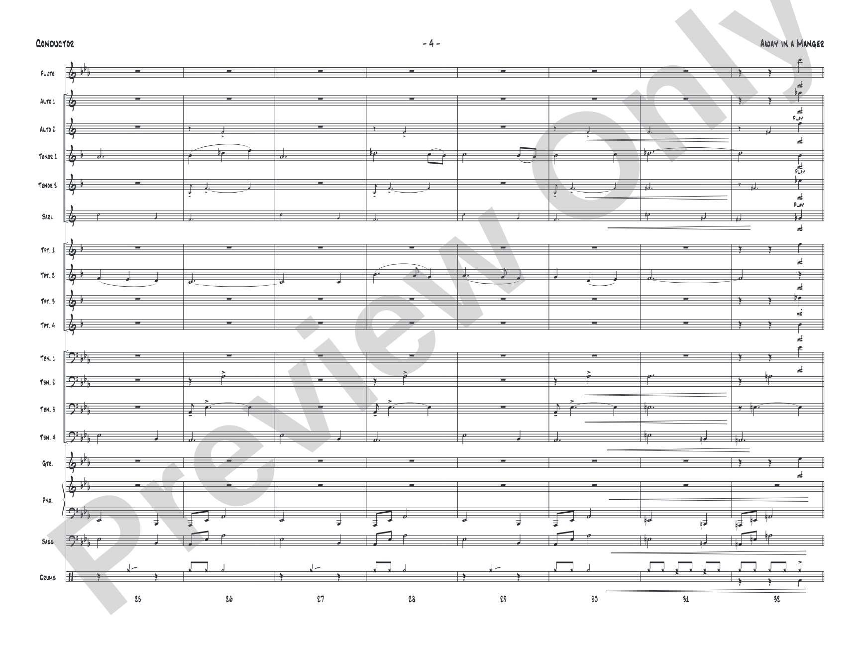 Away in a Manger: Jazz Ensemble Conductor Score & Parts