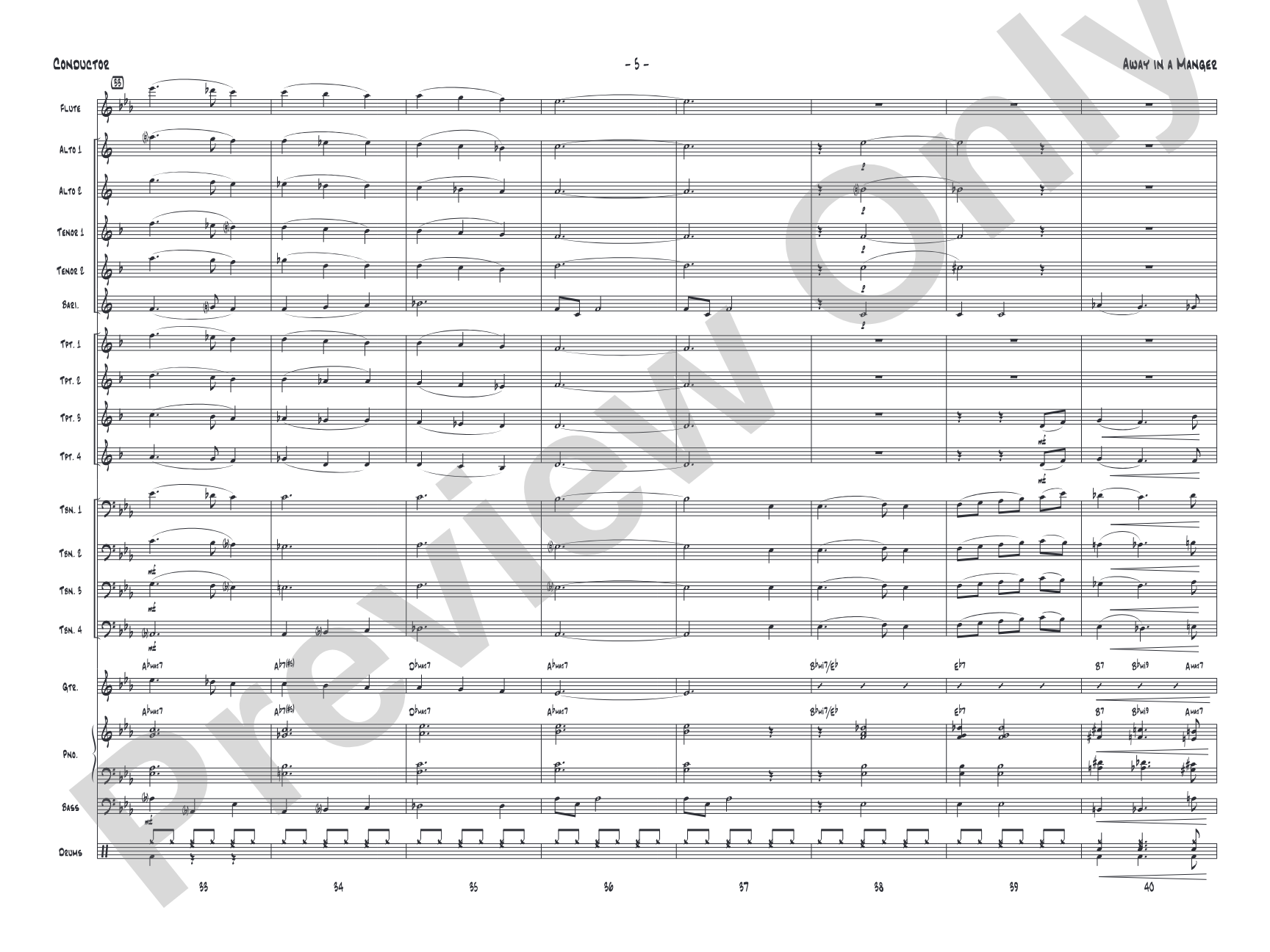 Away in a Manger: Jazz Ensemble Conductor Score & Parts