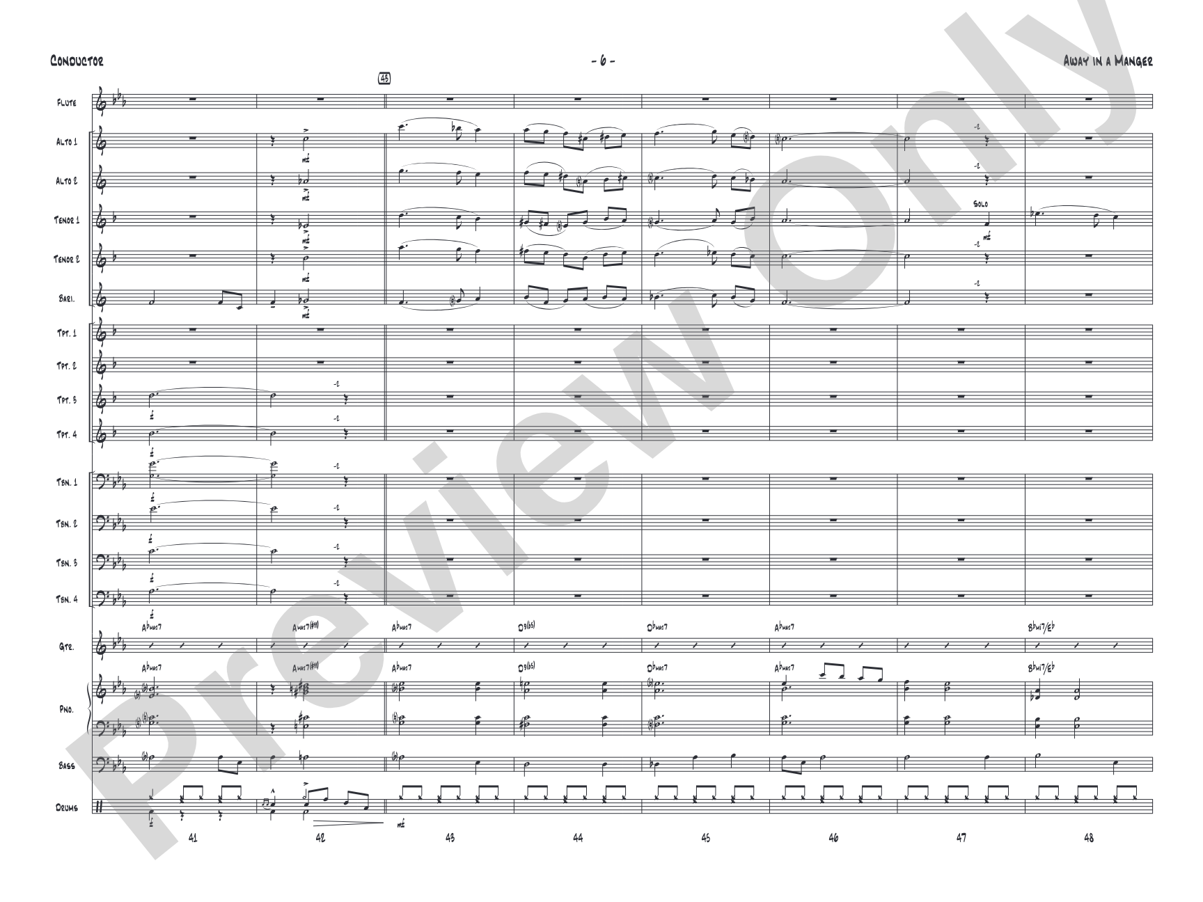 Away in a Manger: Jazz Ensemble Conductor Score & Parts