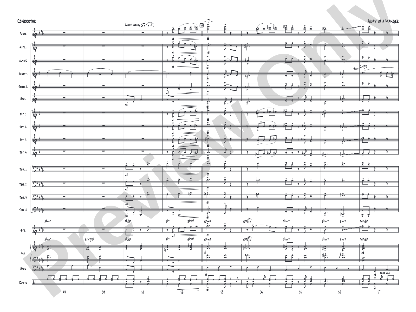 Away in a Manger: Jazz Ensemble Conductor Score & Parts