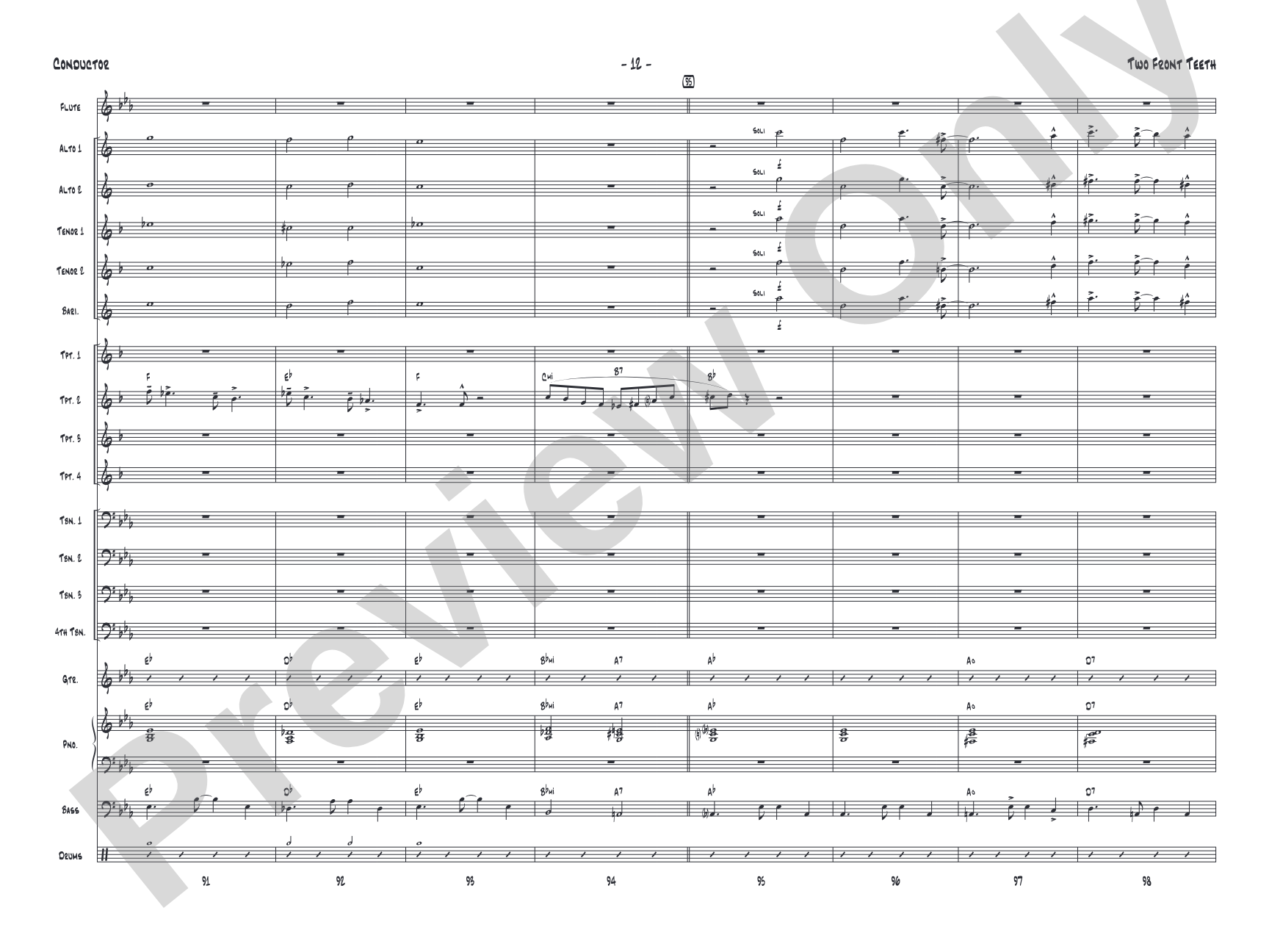 Two Front Teeth: Jazz Ensemble Conductor Score & Parts
