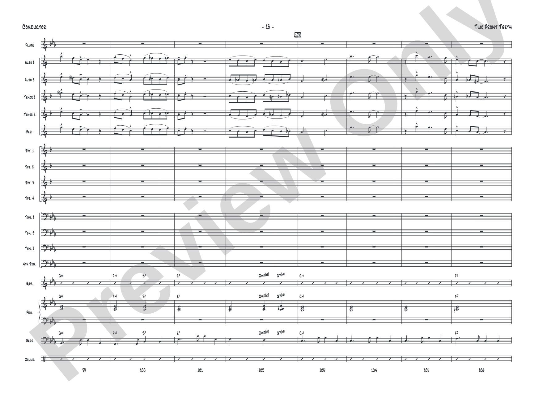 Two Front Teeth: Jazz Ensemble Conductor Score & Parts
