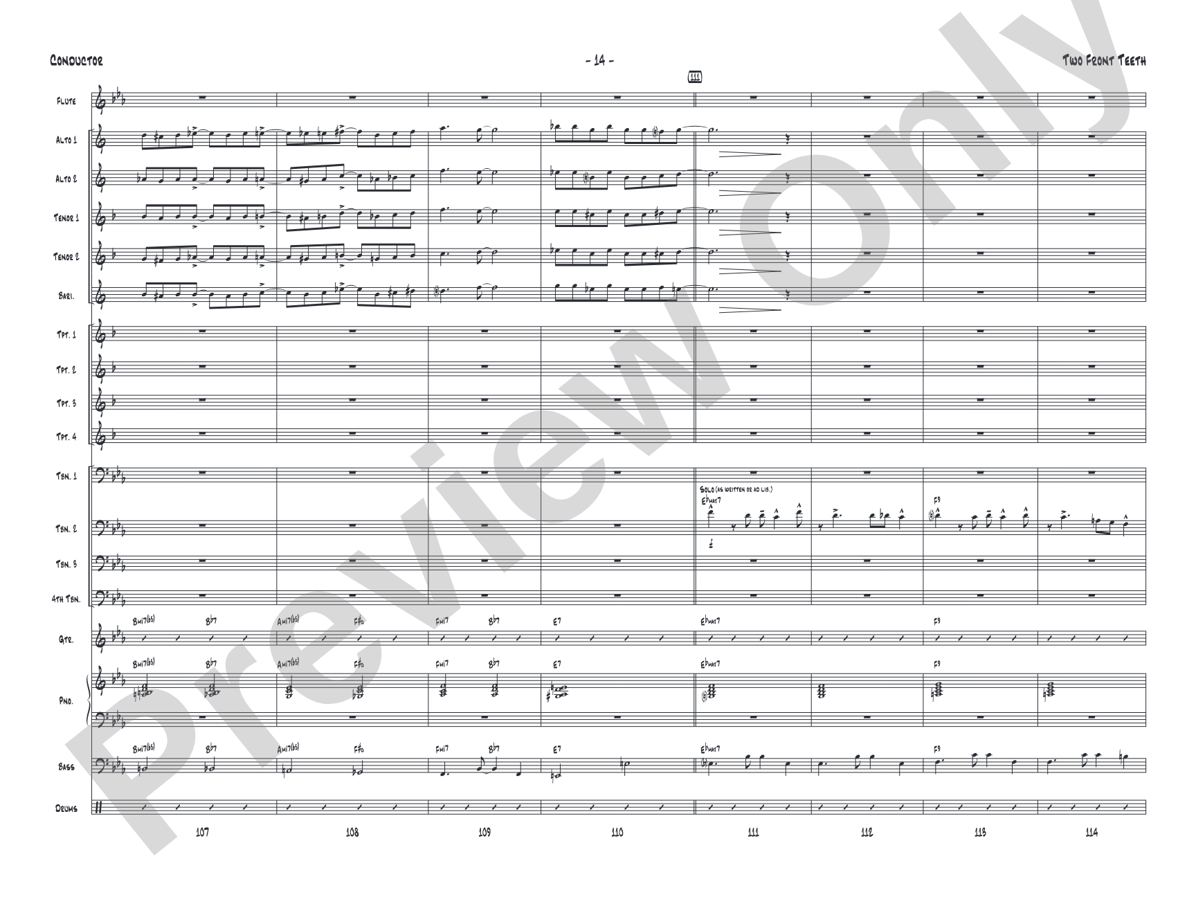Two Front Teeth: Jazz Ensemble Conductor Score & Parts