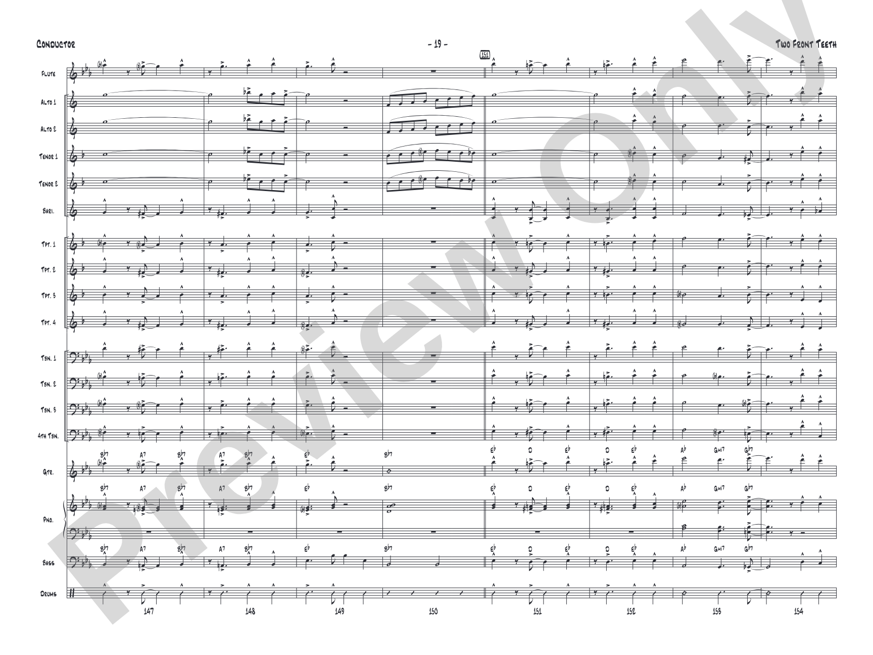 Two Front Teeth: Jazz Ensemble Conductor Score & Parts
