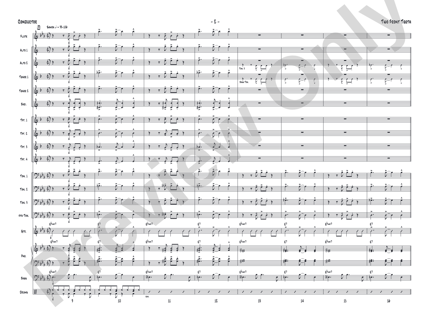 Two Front Teeth: Jazz Ensemble Conductor Score & Parts