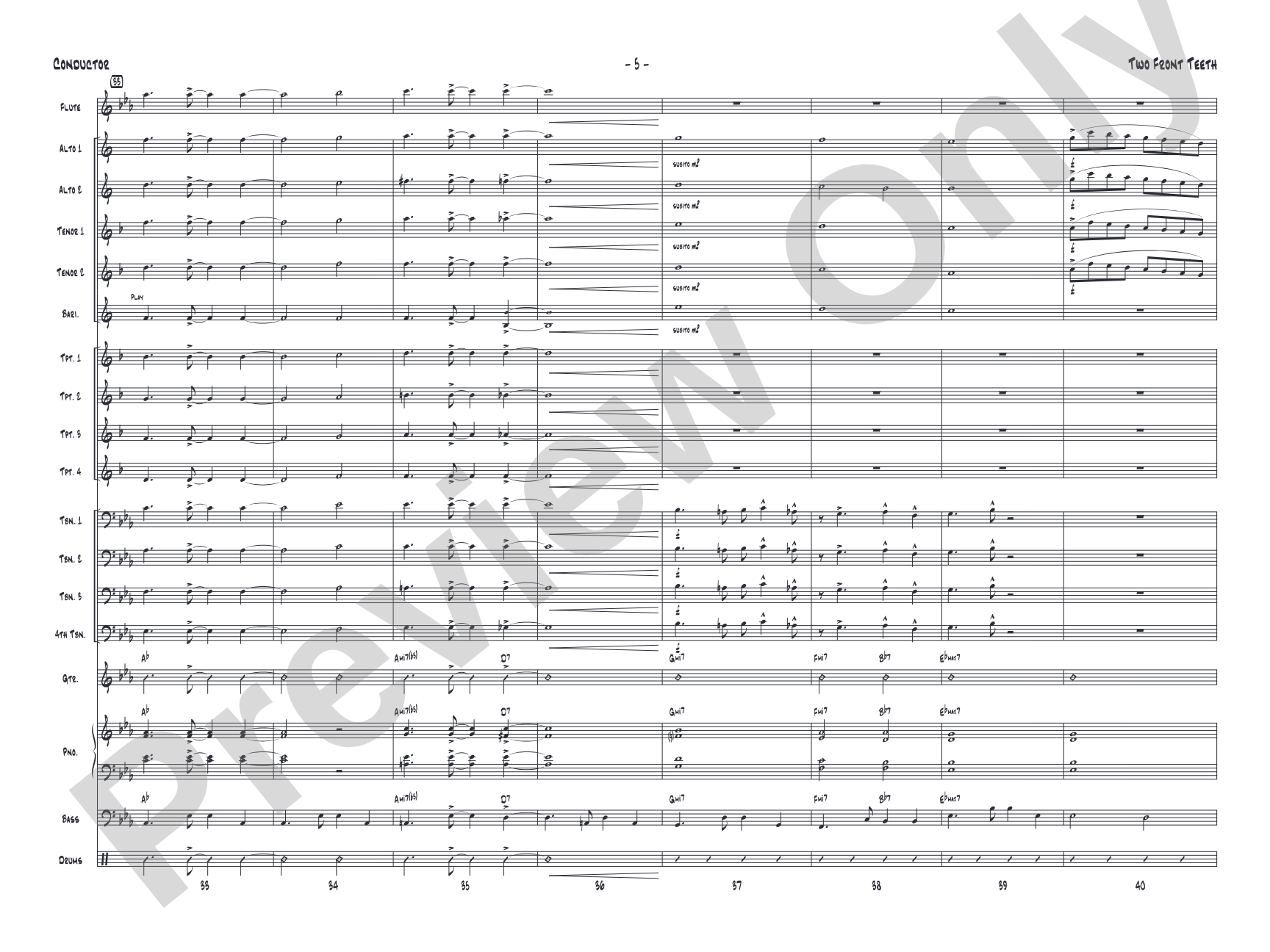 Two Front Teeth: Jazz Ensemble Conductor Score & Parts