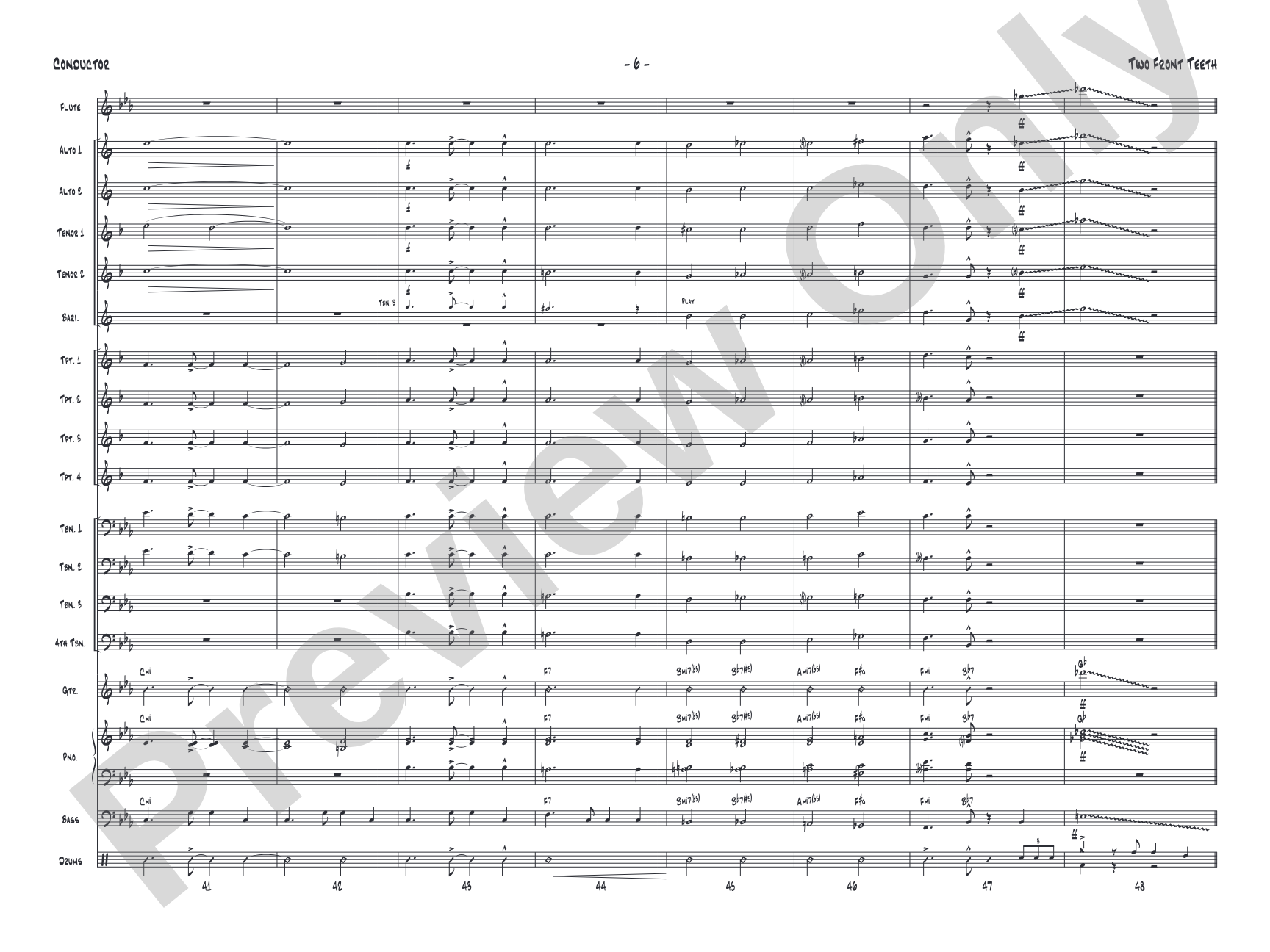 Two Front Teeth: Jazz Ensemble Conductor Score & Parts