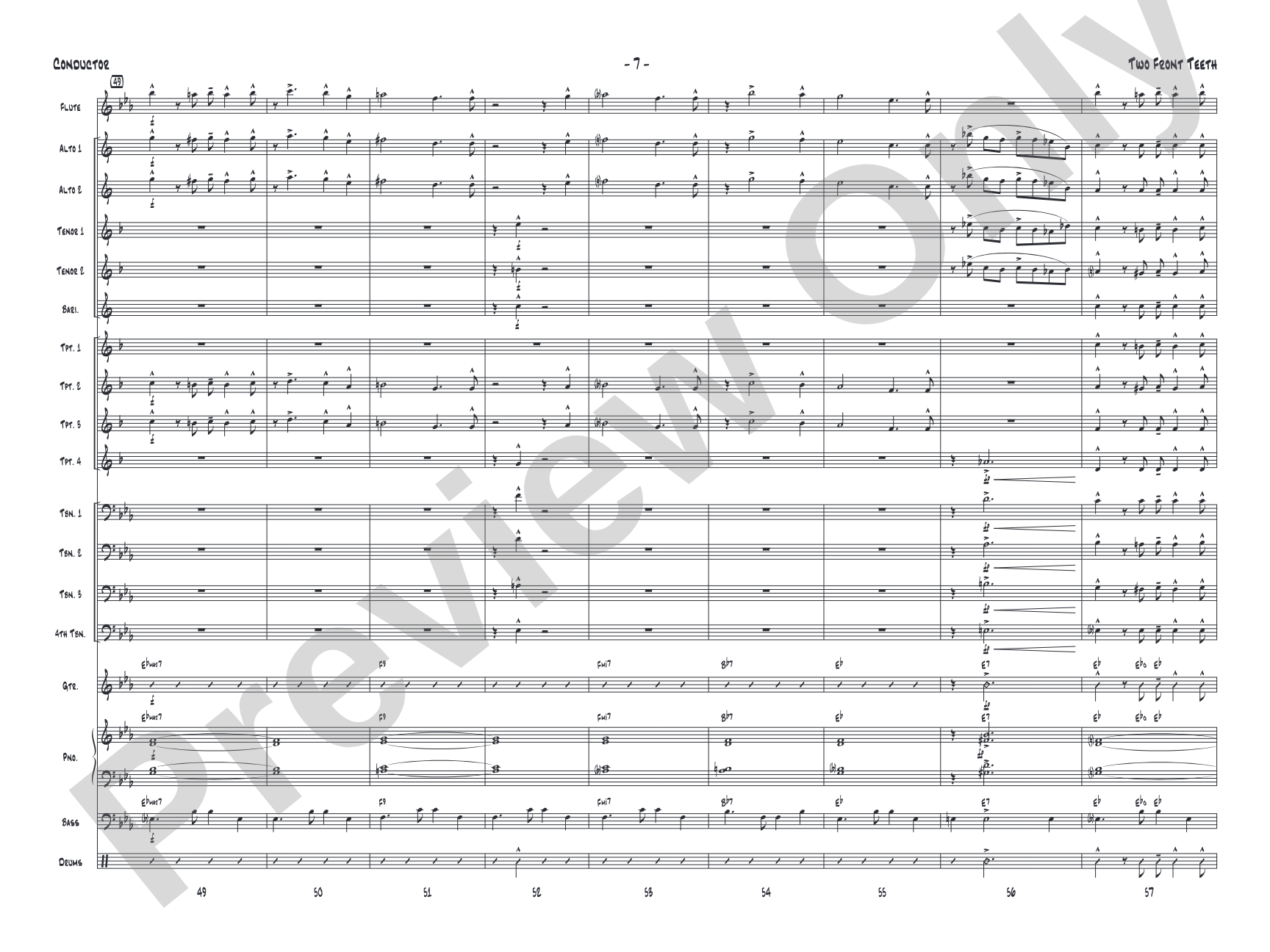 Two Front Teeth: Jazz Ensemble Conductor Score & Parts