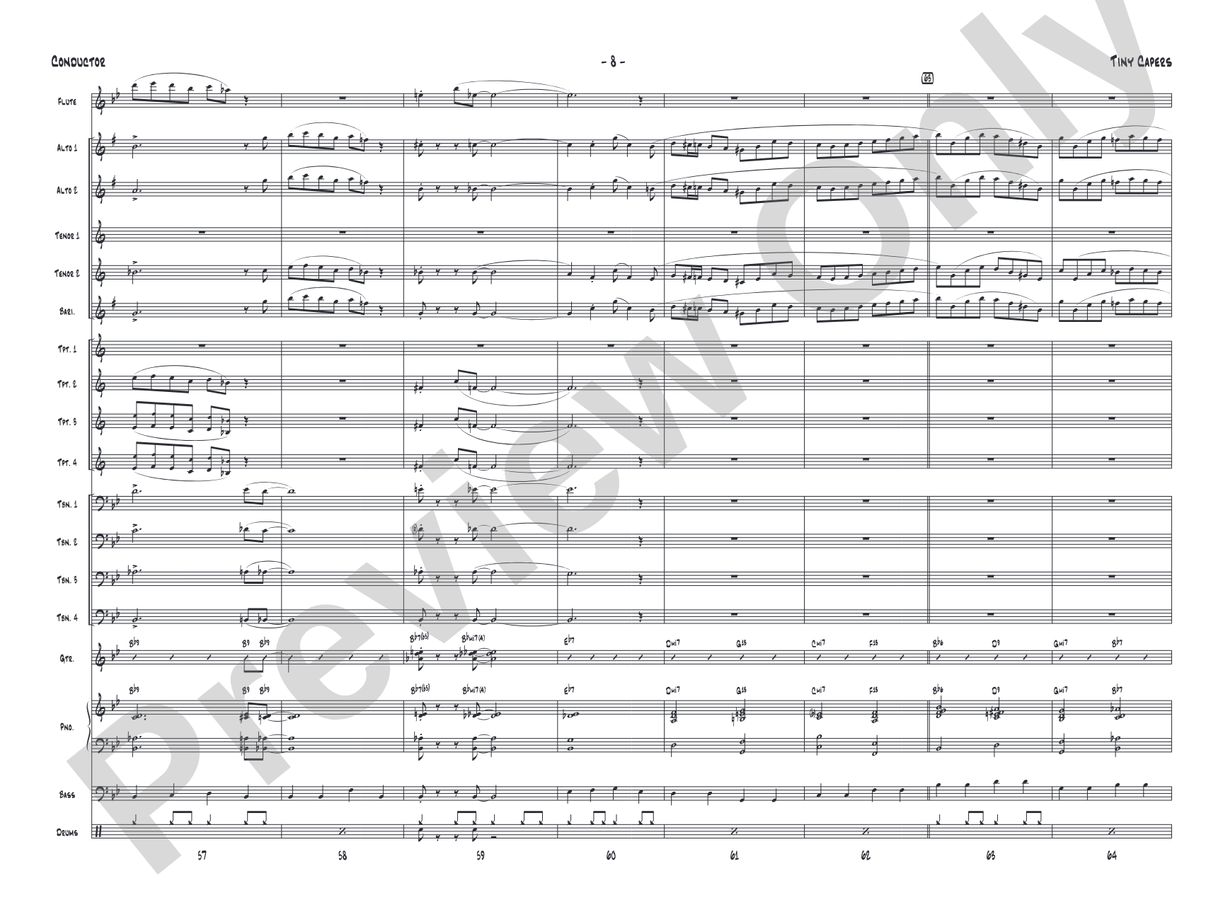 Tiny Capers: Jazz Ensemble Conductor Score & Parts