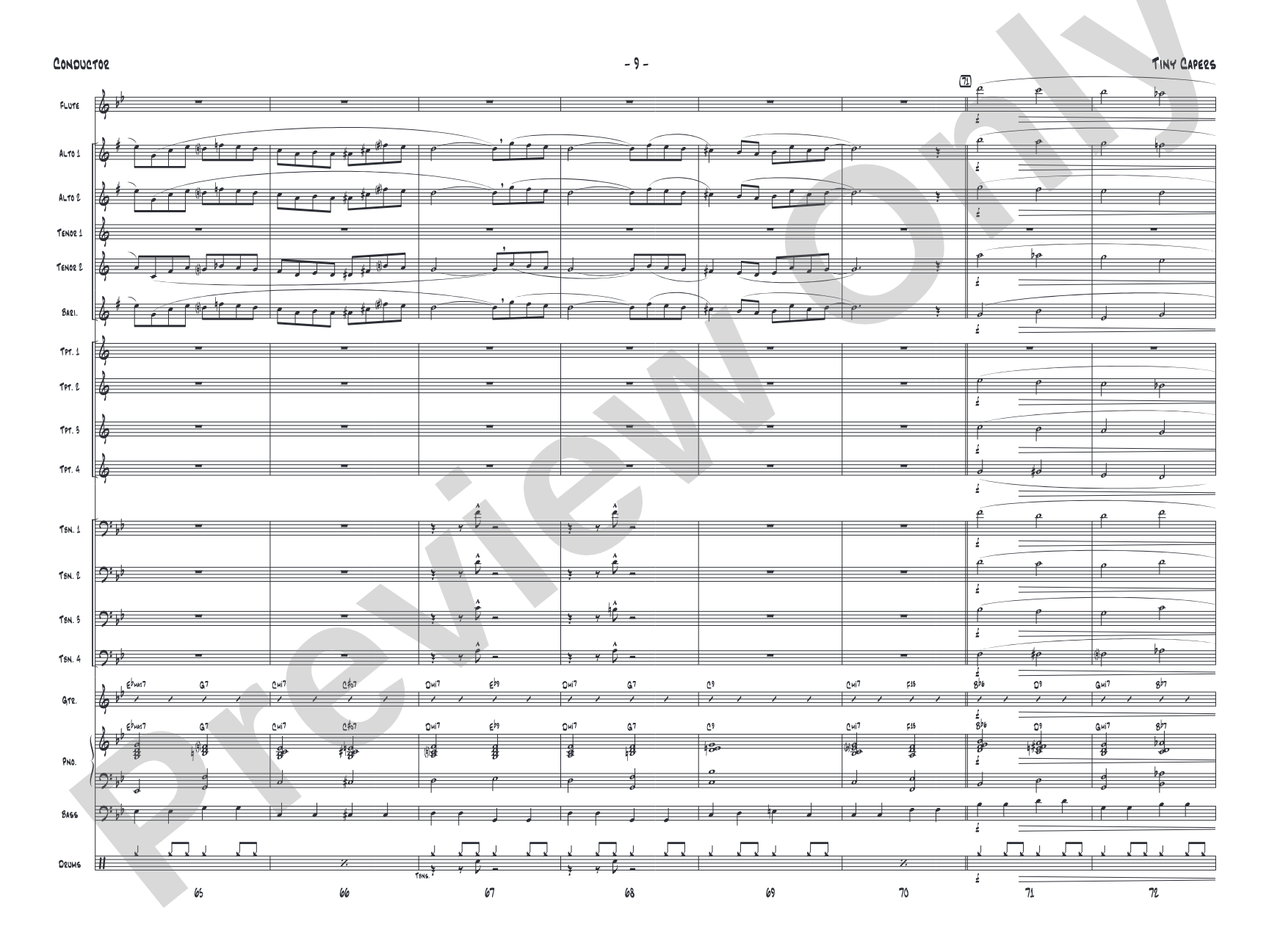 Tiny Capers: Jazz Ensemble Conductor Score & Parts