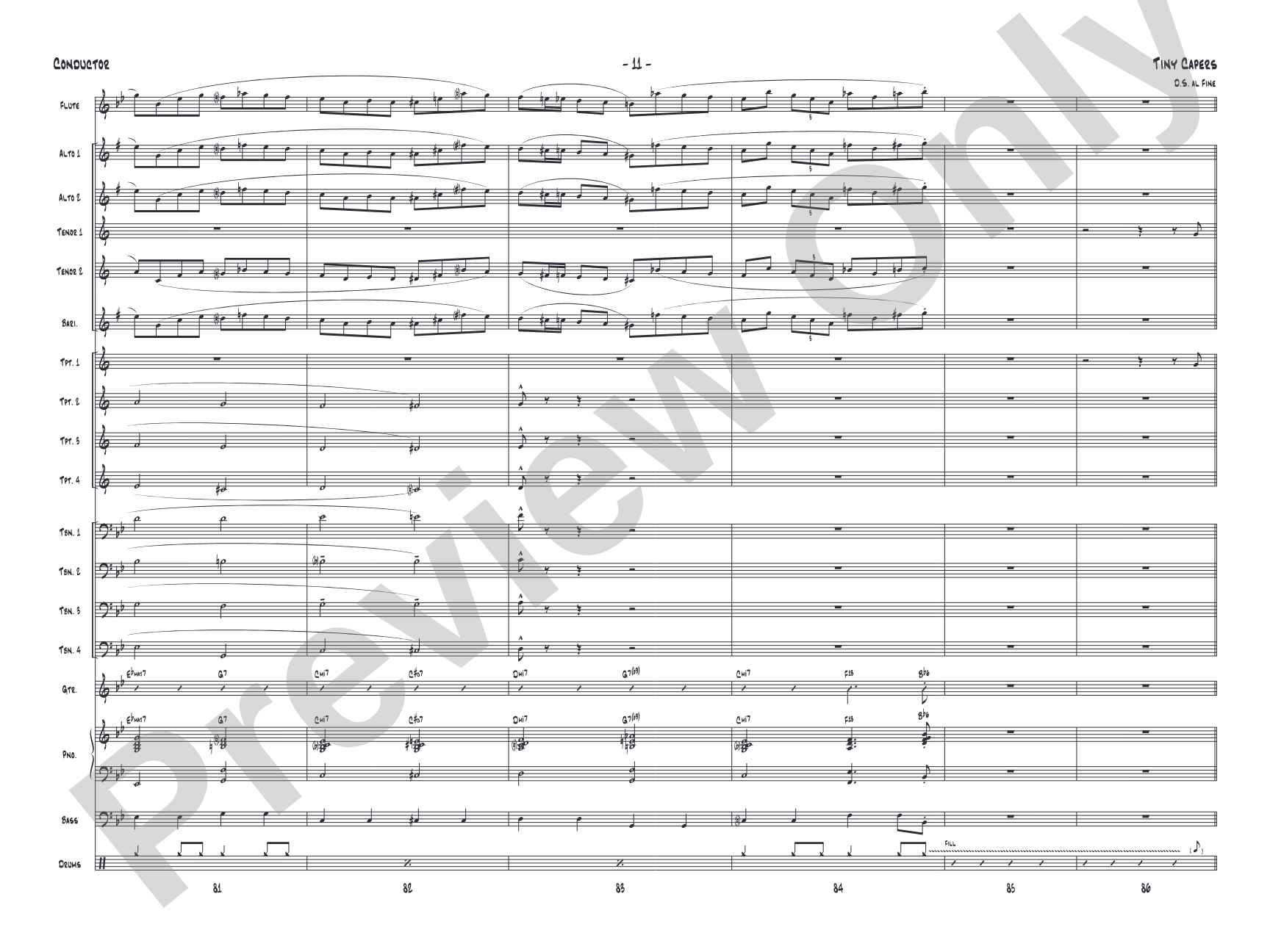 Tiny Capers: Jazz Ensemble Conductor Score & Parts