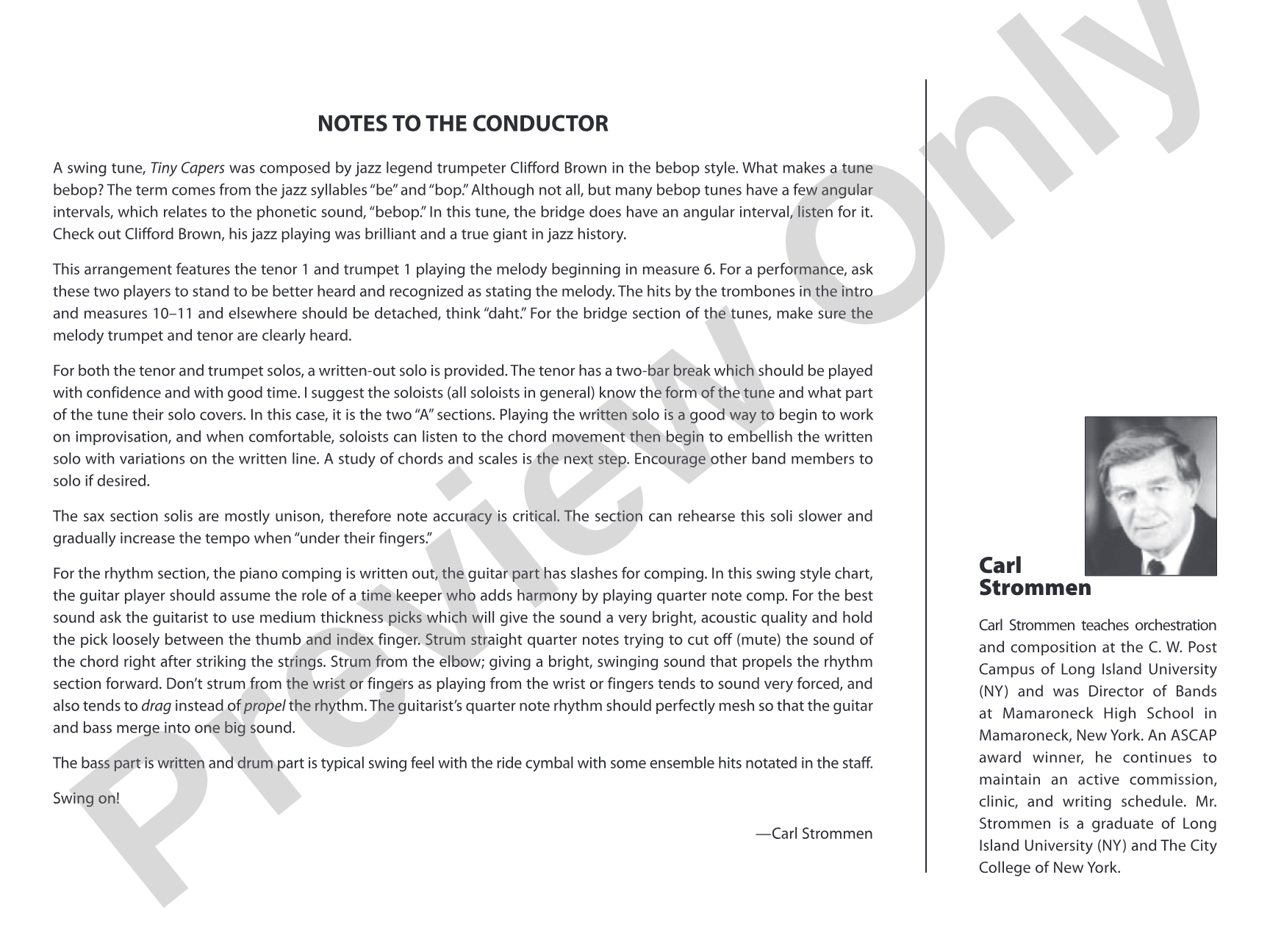 Tiny Capers: Jazz Ensemble Conductor Score & Parts