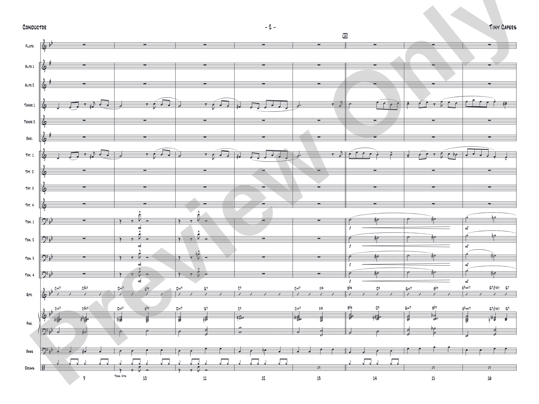 Tiny Capers: Jazz Ensemble Conductor Score & Parts