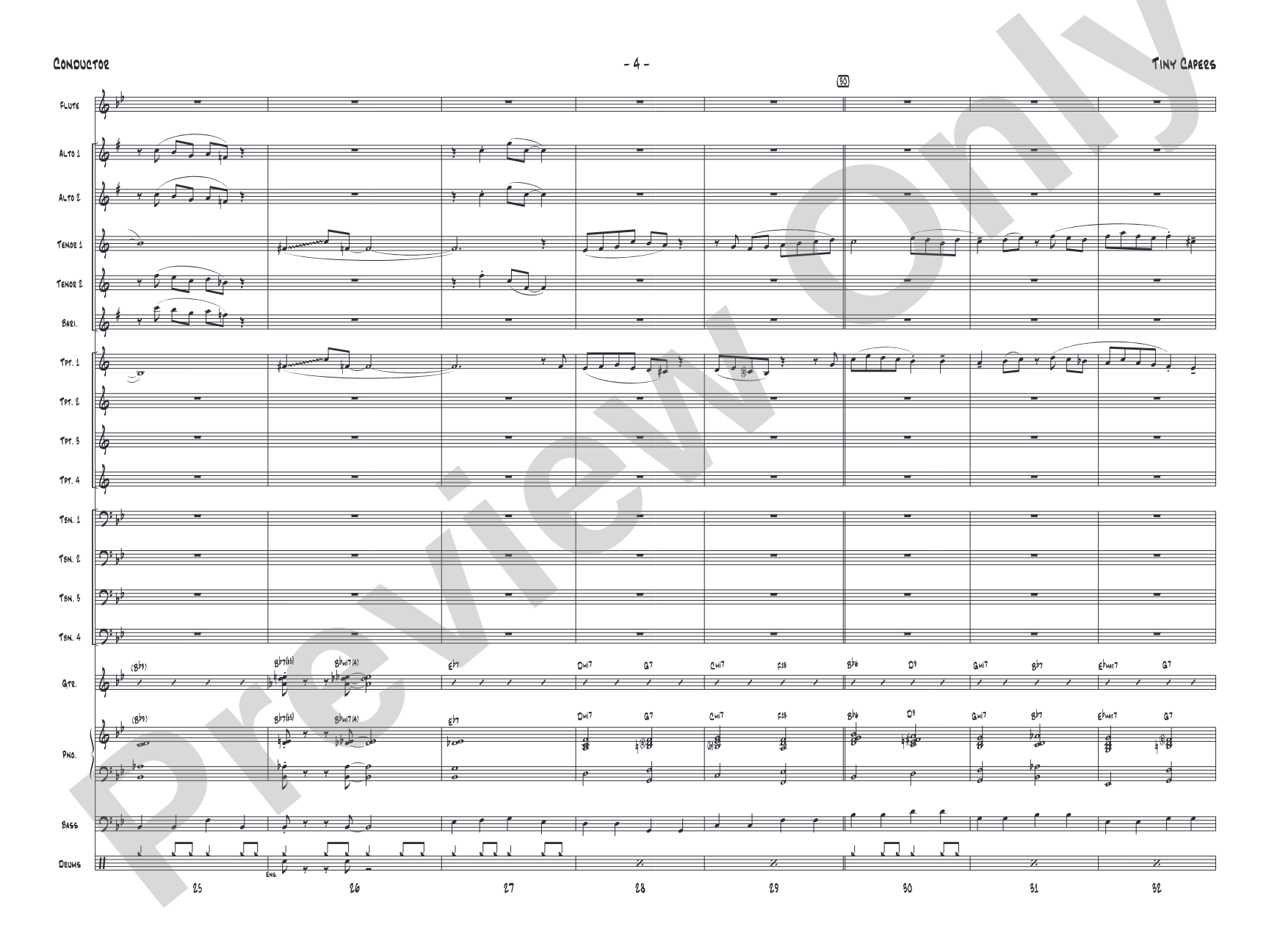 Tiny Capers: Jazz Ensemble Conductor Score & Parts