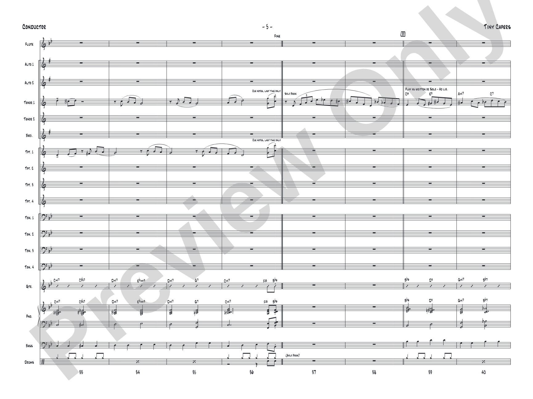 Tiny Capers: Jazz Ensemble Conductor Score & Parts