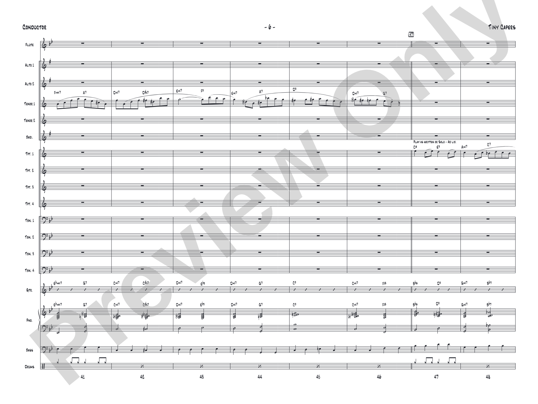 Tiny Capers: Jazz Ensemble Conductor Score & Parts