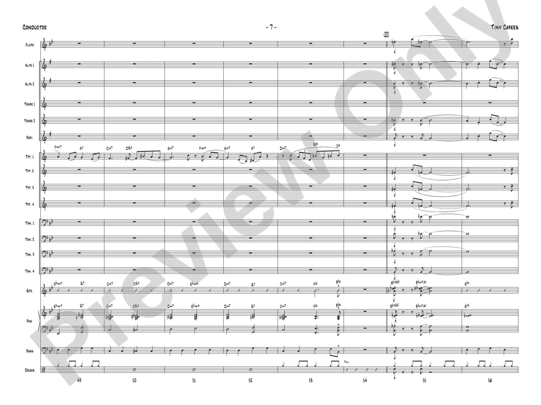 Tiny Capers: Jazz Ensemble Conductor Score & Parts