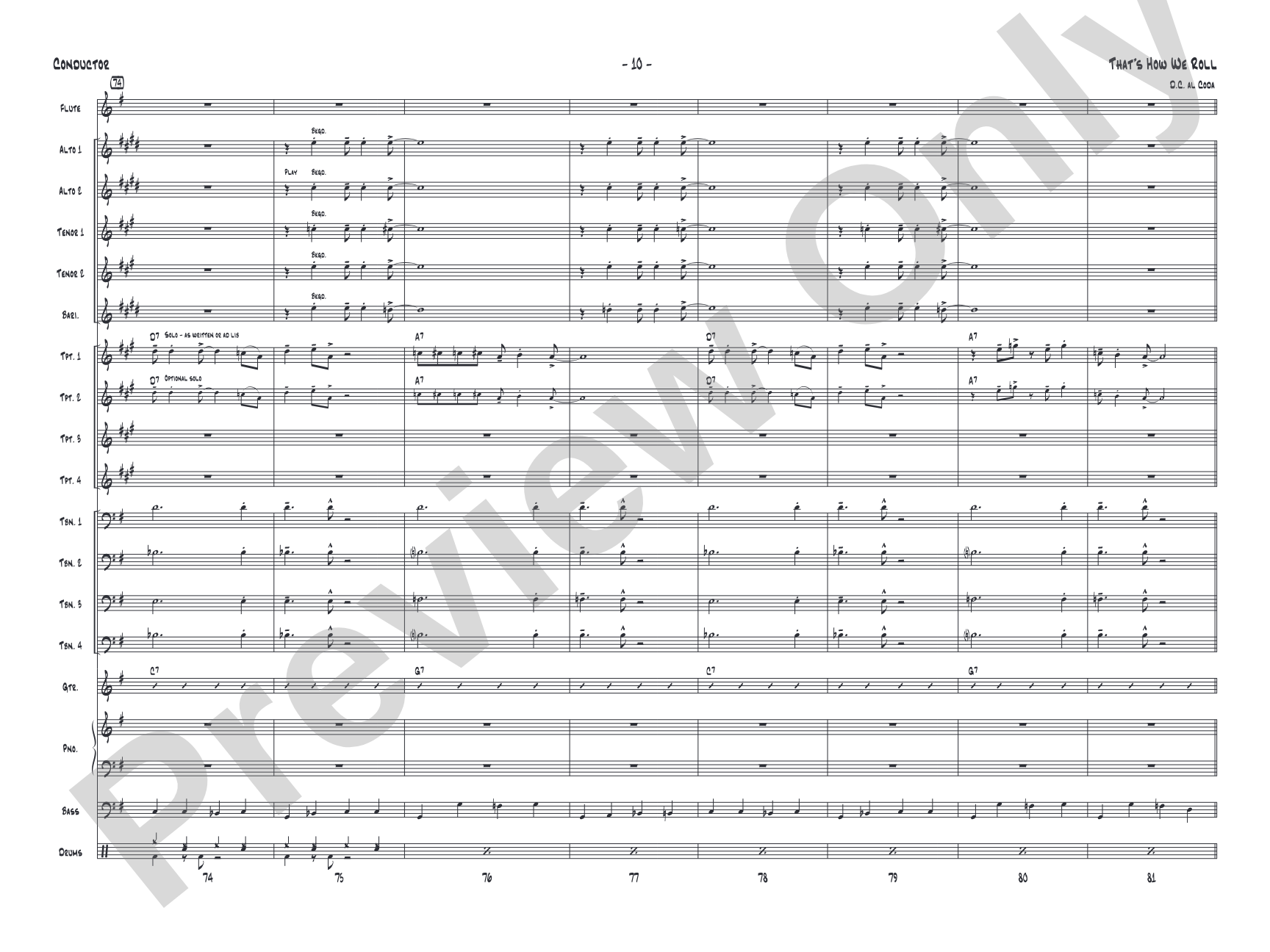 That's How We Roll: Jazz Ensemble Conductor Score & Parts