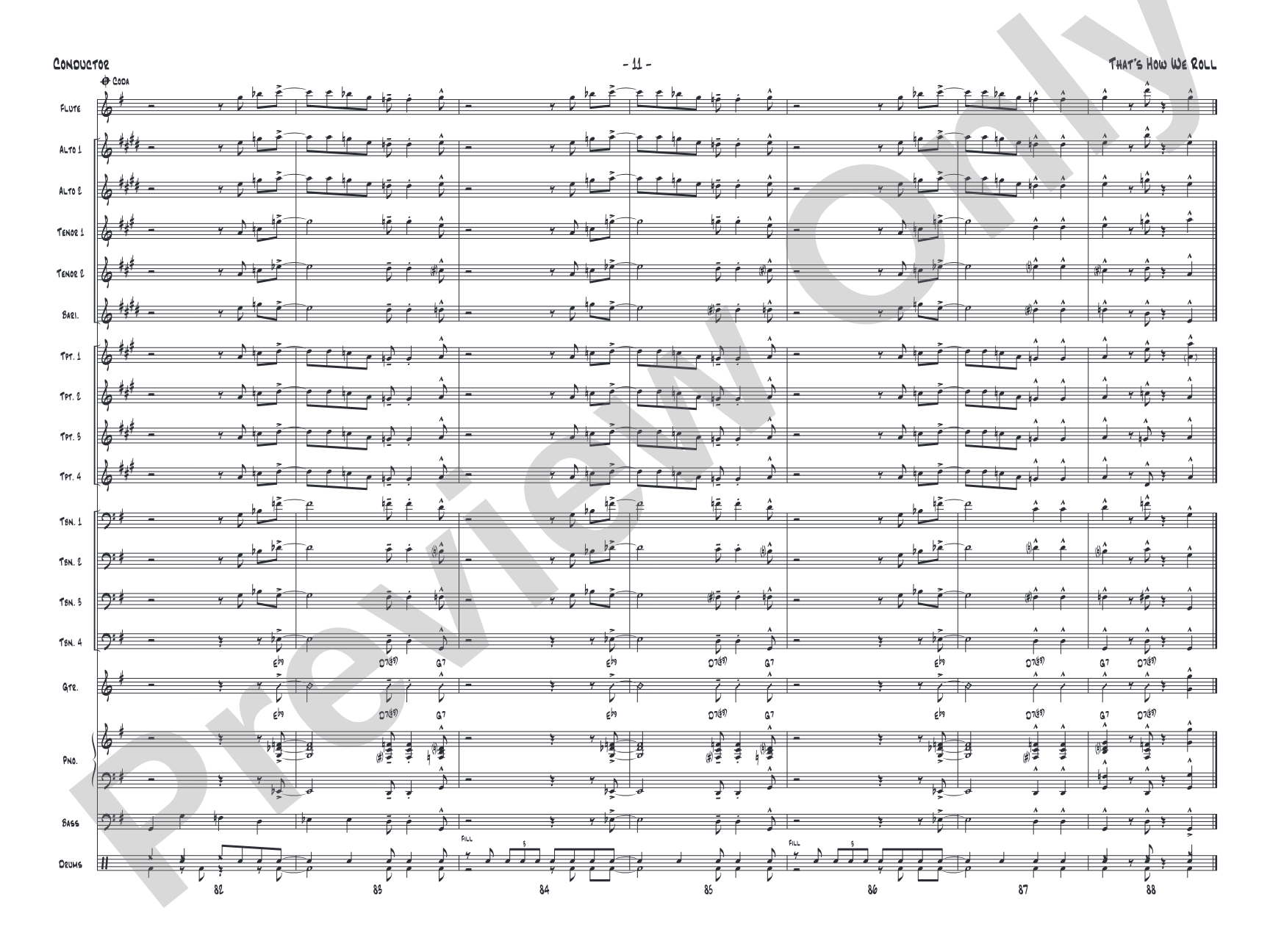 That's How We Roll: Jazz Ensemble Conductor Score & Parts