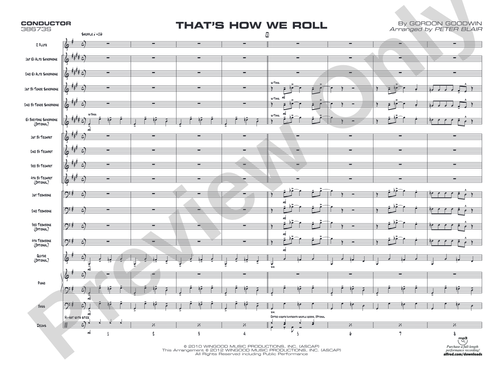 That's How We Roll: Jazz Ensemble Conductor Score & Parts
